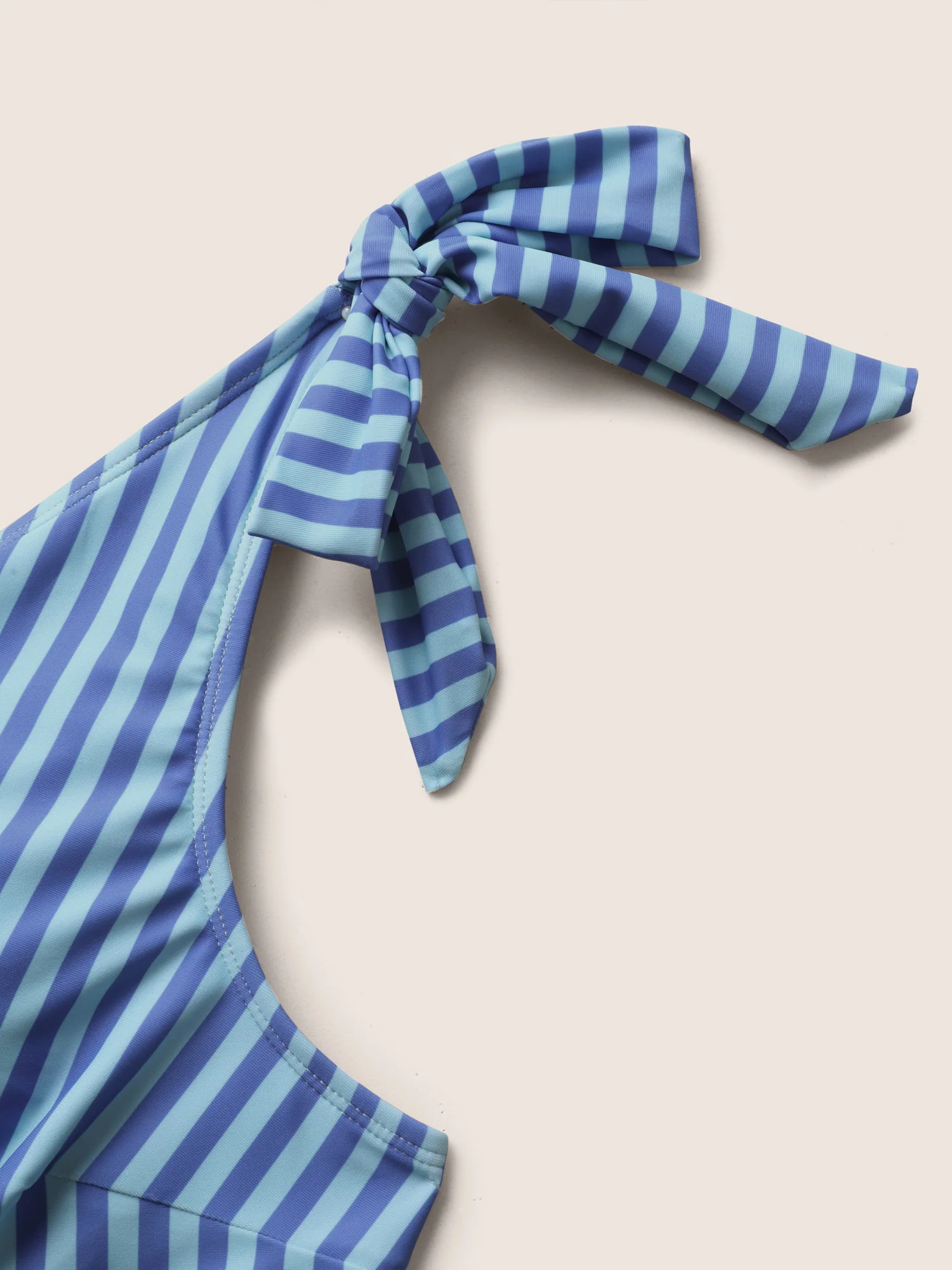 V Neck Striped Tie Knot Gathered Swim Dress - Image 5