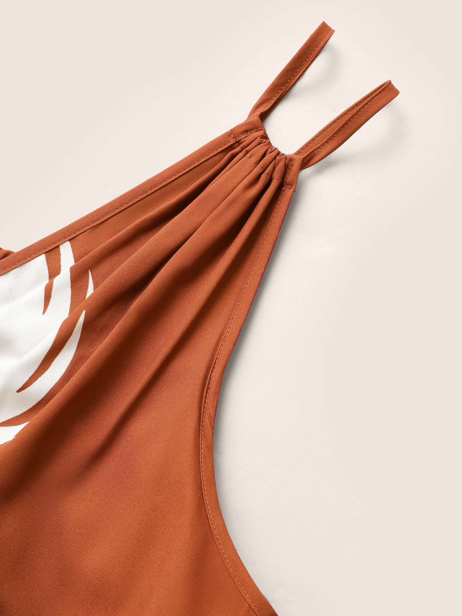 V Neck Sun Print Gathered Jumpsuit - Image 6