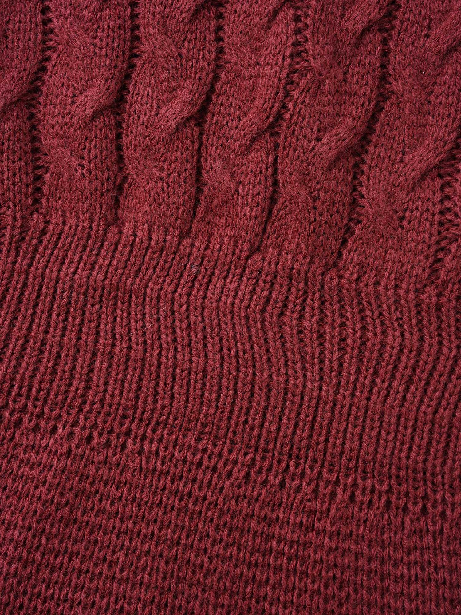 V Neck Texture Cable Knit Pullover - Image 6