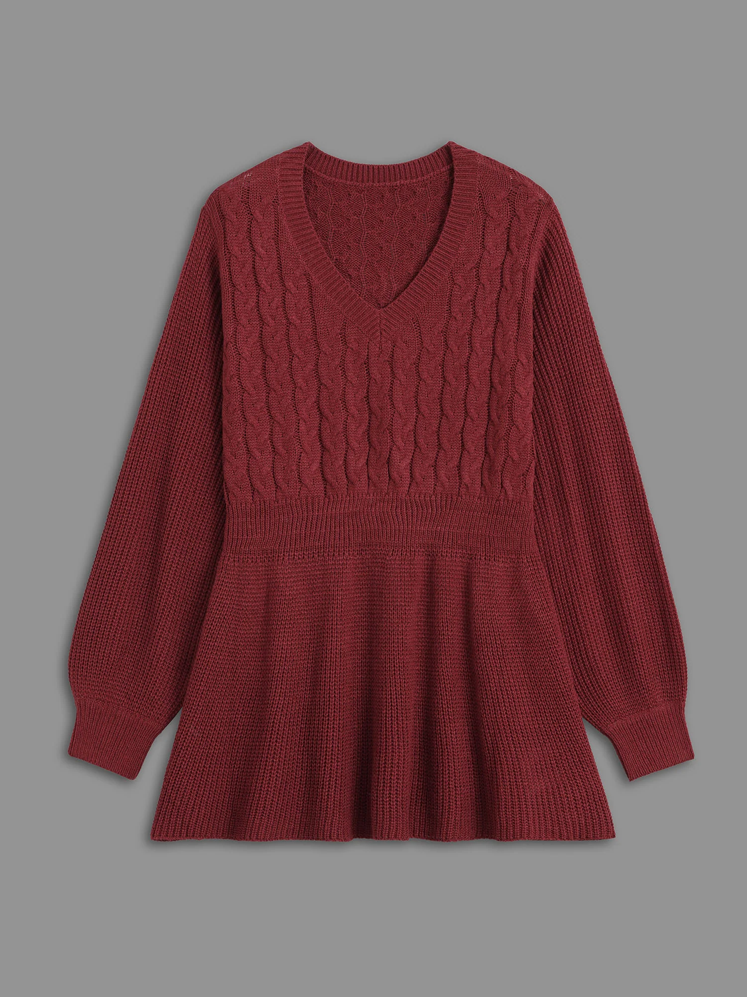 V Neck Texture Cable Knit Pullover - Image 8
