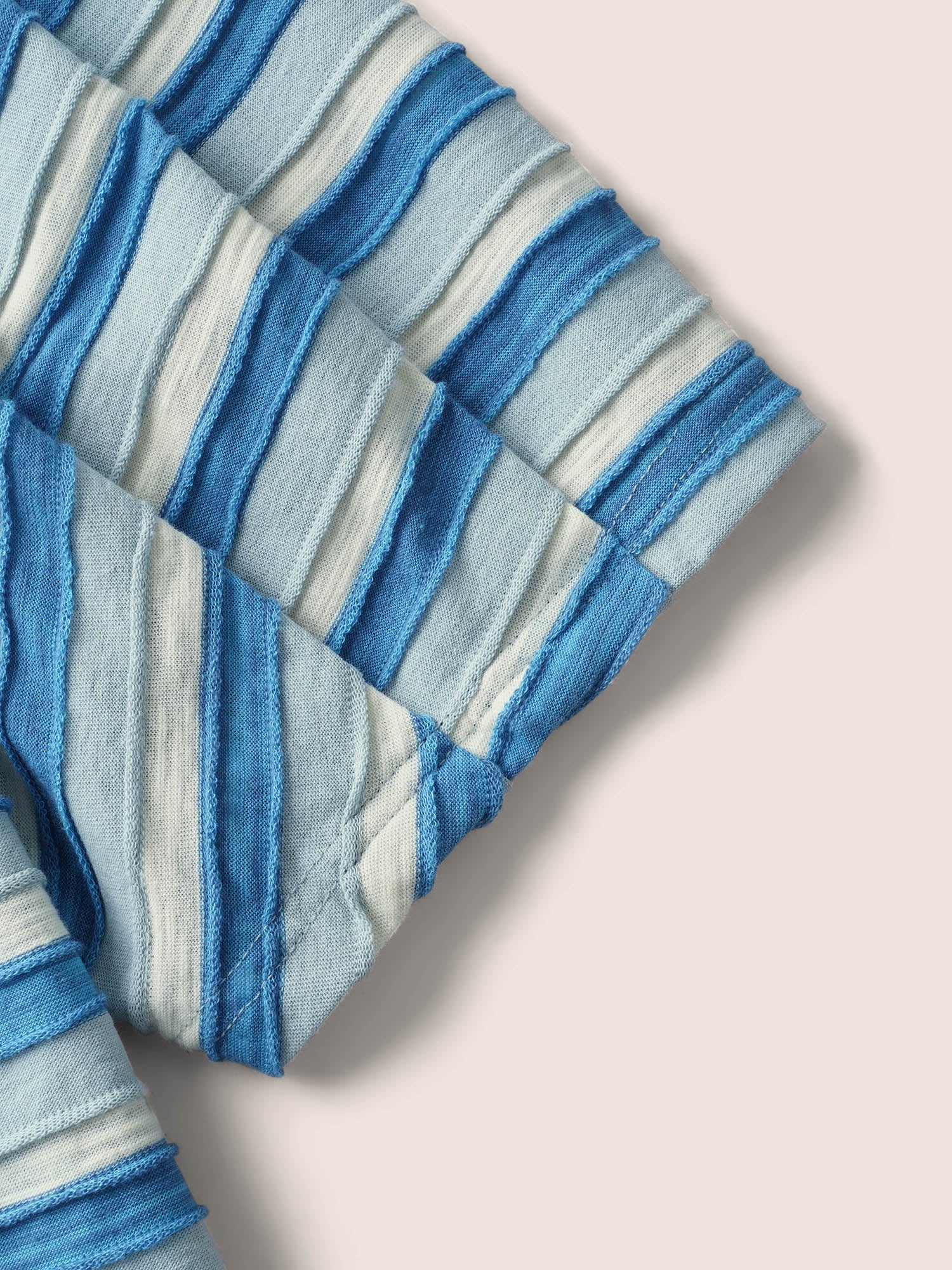 V Neck Textured Striped Tie Knot T-shirt - Image 11