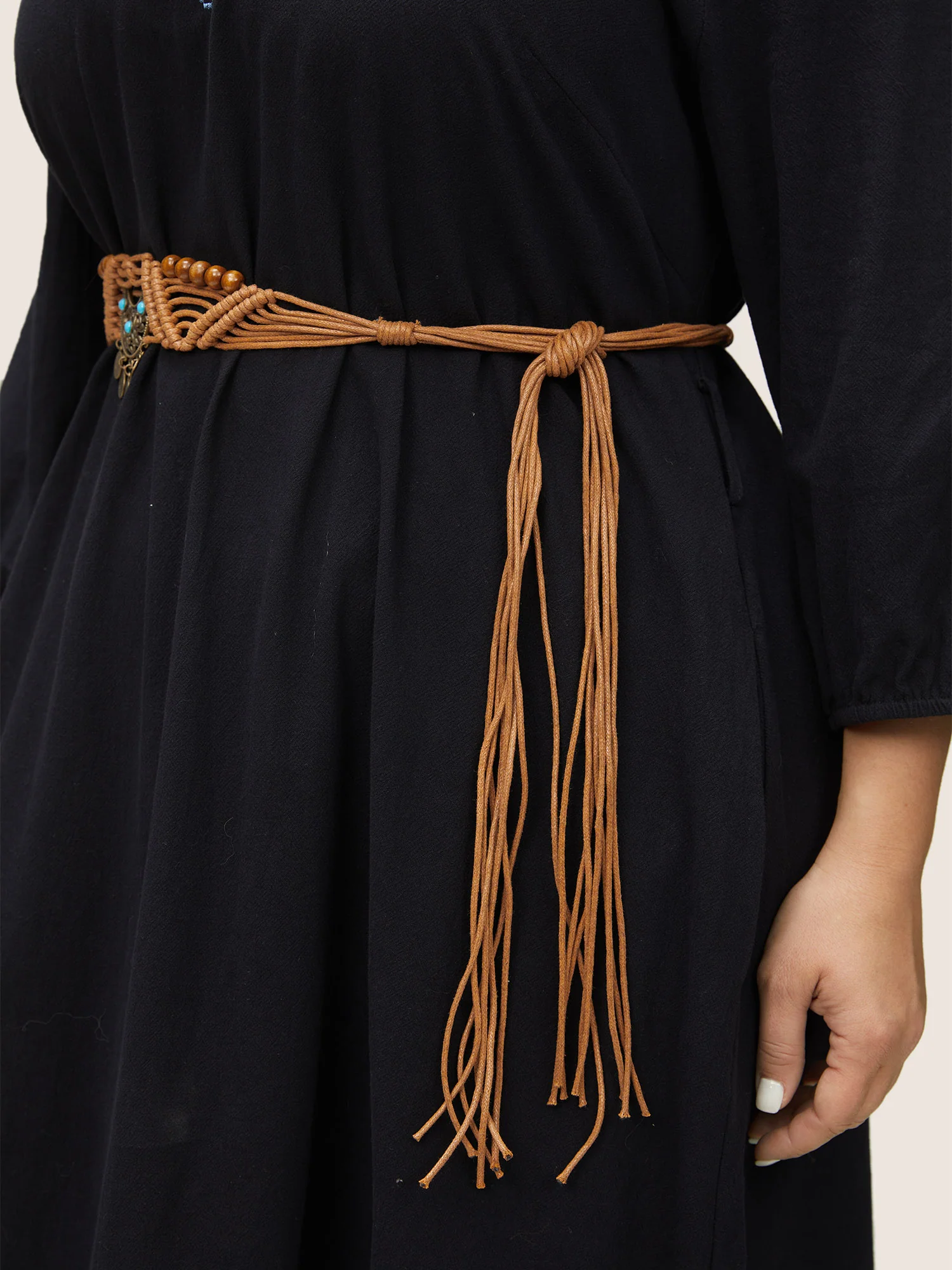 Vacation Bead Chain Turquoise Detail Weave Belt - Image 4