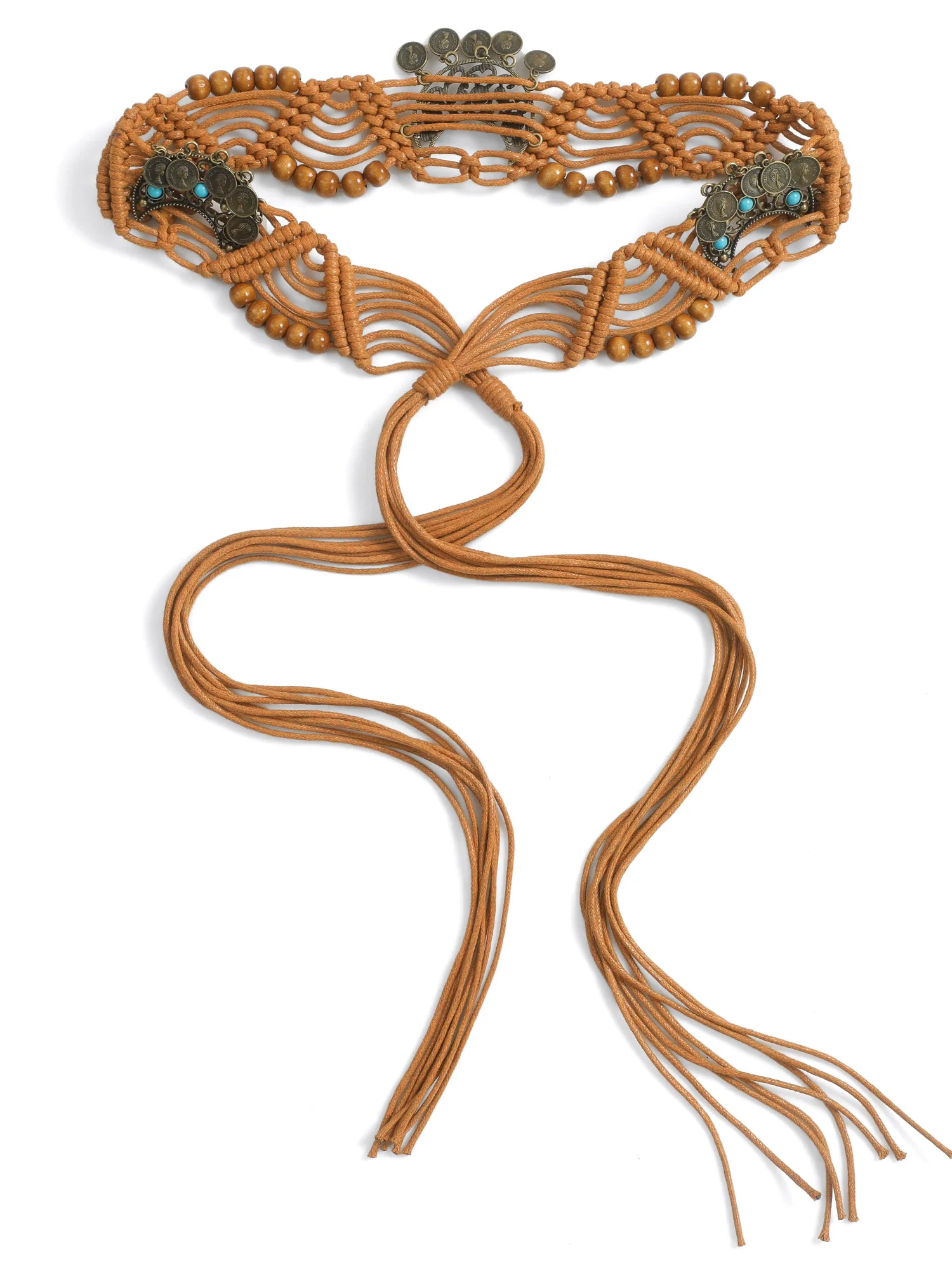 Vacation Bead Chain Turquoise Detail Weave Belt - Image 5