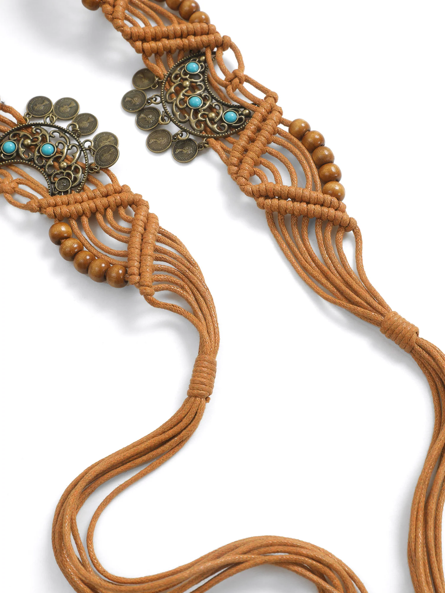 Vacation Bead Chain Turquoise Detail Weave Belt - Image 6