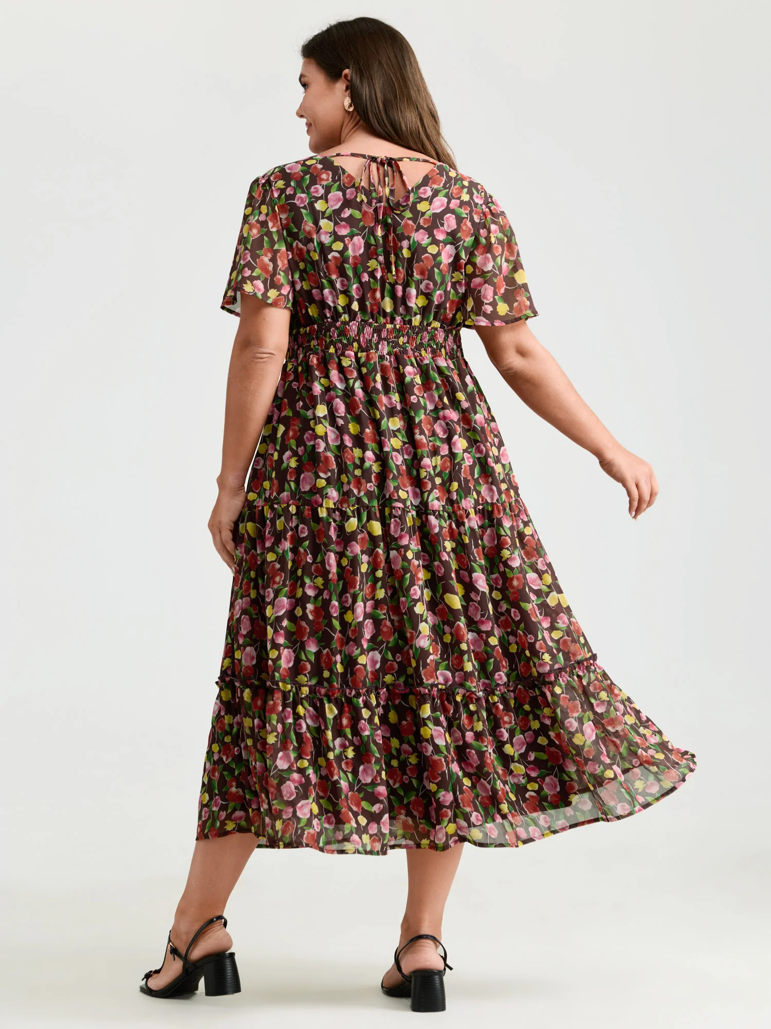 Vacation-Ready Floral Print Back-Tie Midi Dress - Image 4