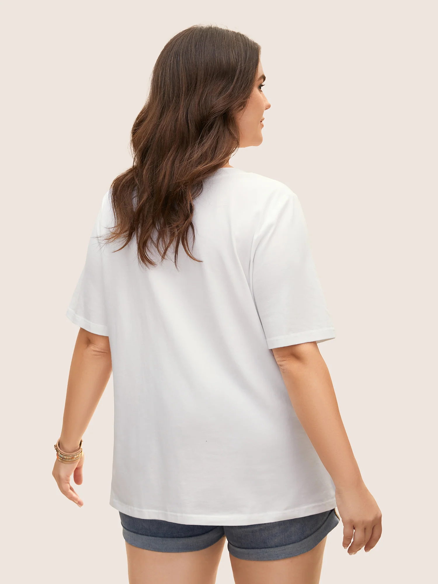 Cotton Vacation Tropical Print Round Neck T-shirt - Image 3