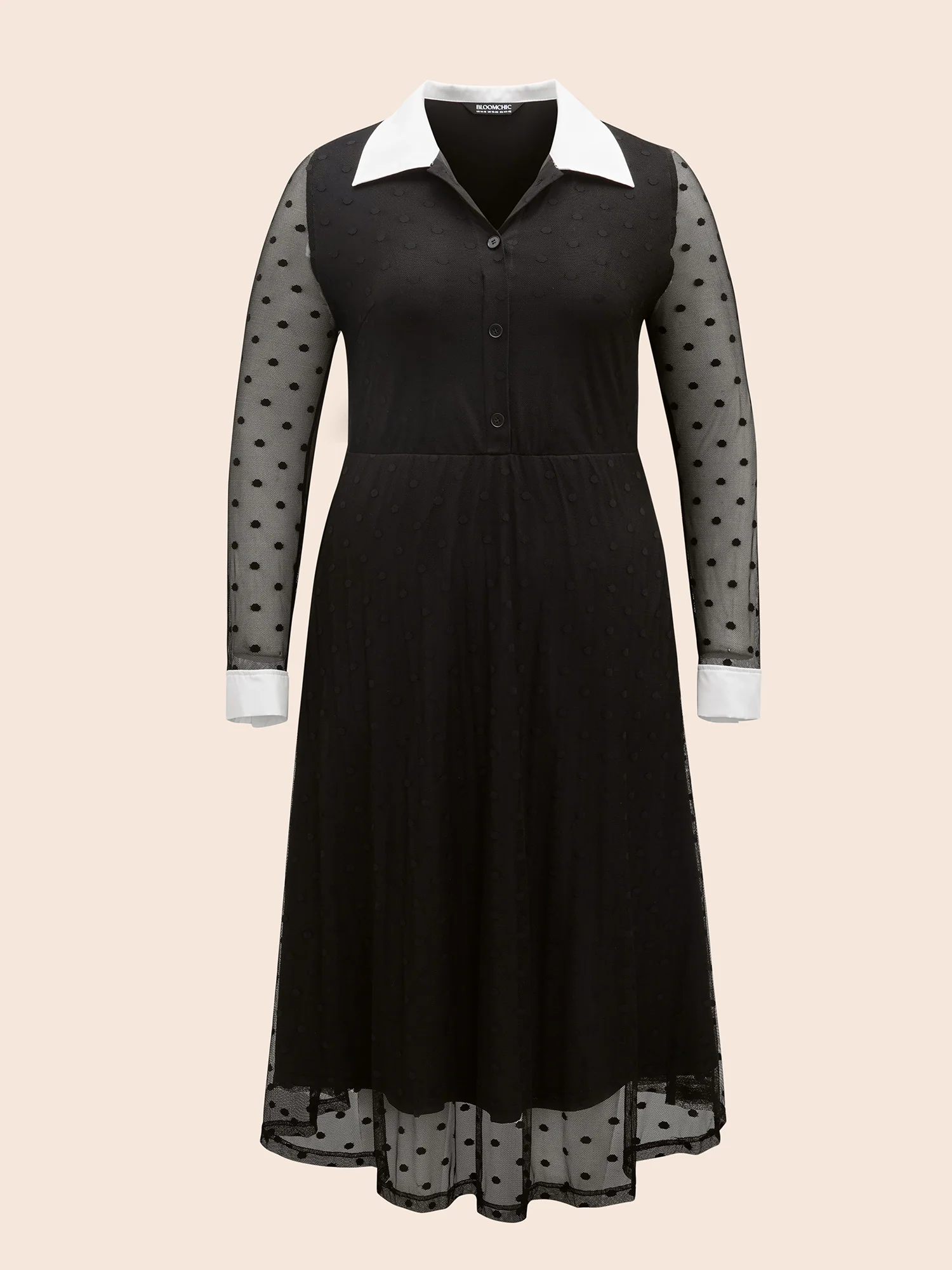 Vampire Polka Dot Waist-Cinching Midi Dress - Image 9