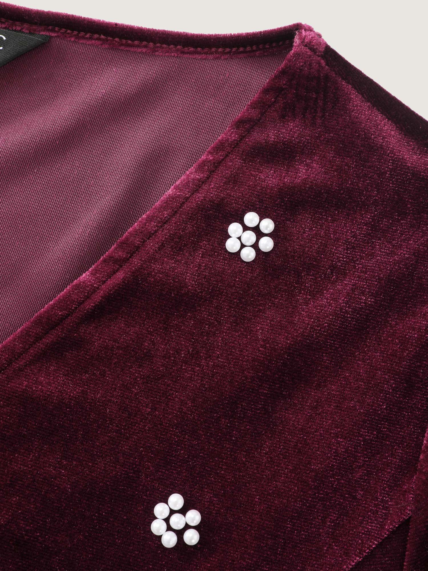 Velvet Beads Pleated Skirt Midi Dress - Image 6