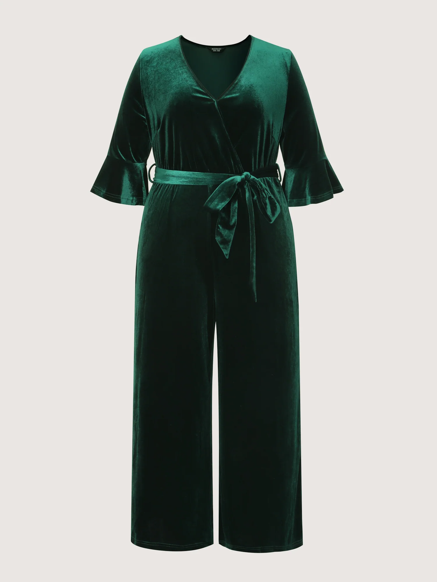 Velvet Belted Wide-Leg Pockets Jumpsuit - Image 7