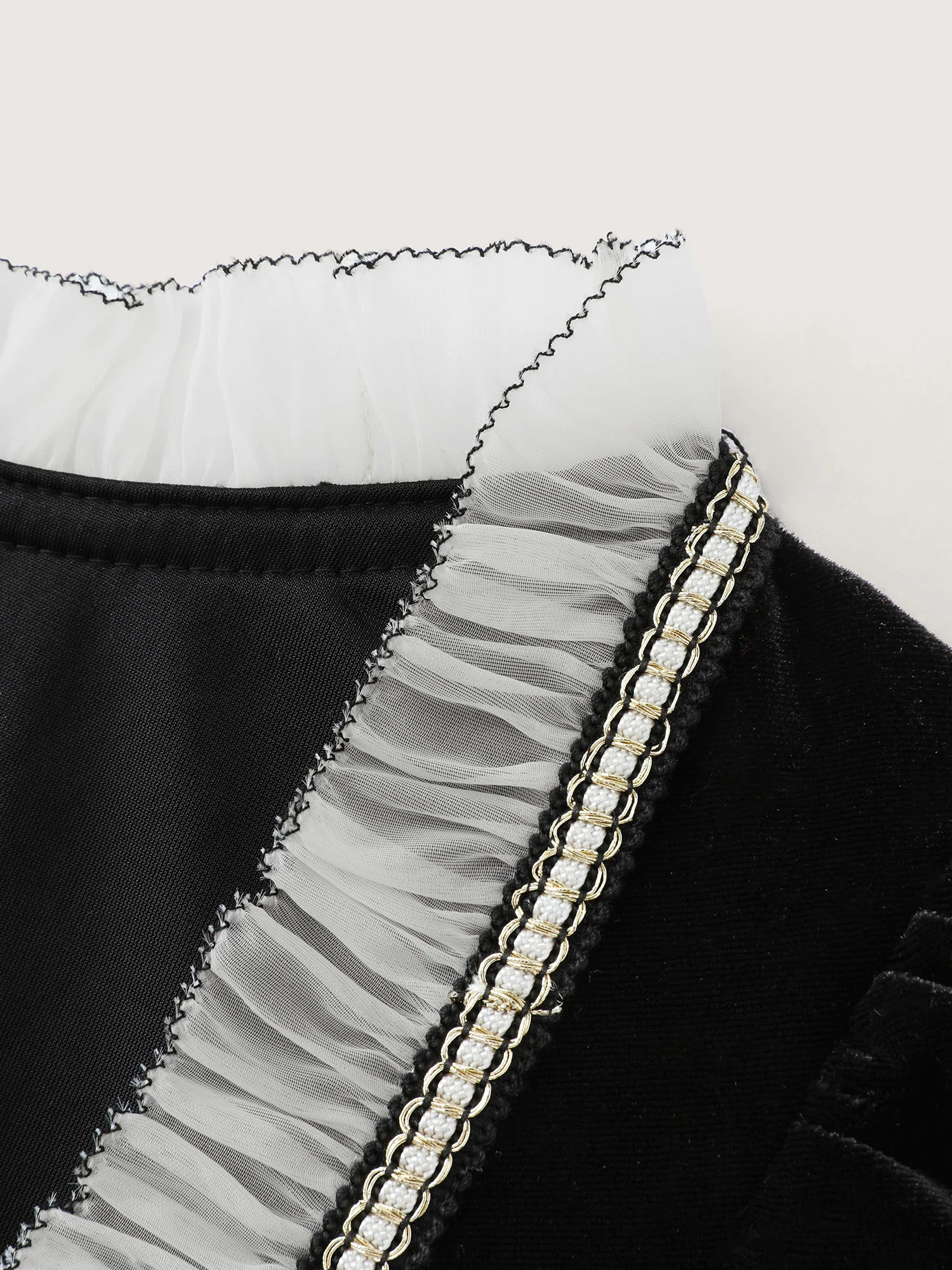 Velvet Contrast Neckline Button Knit Top - Image 6