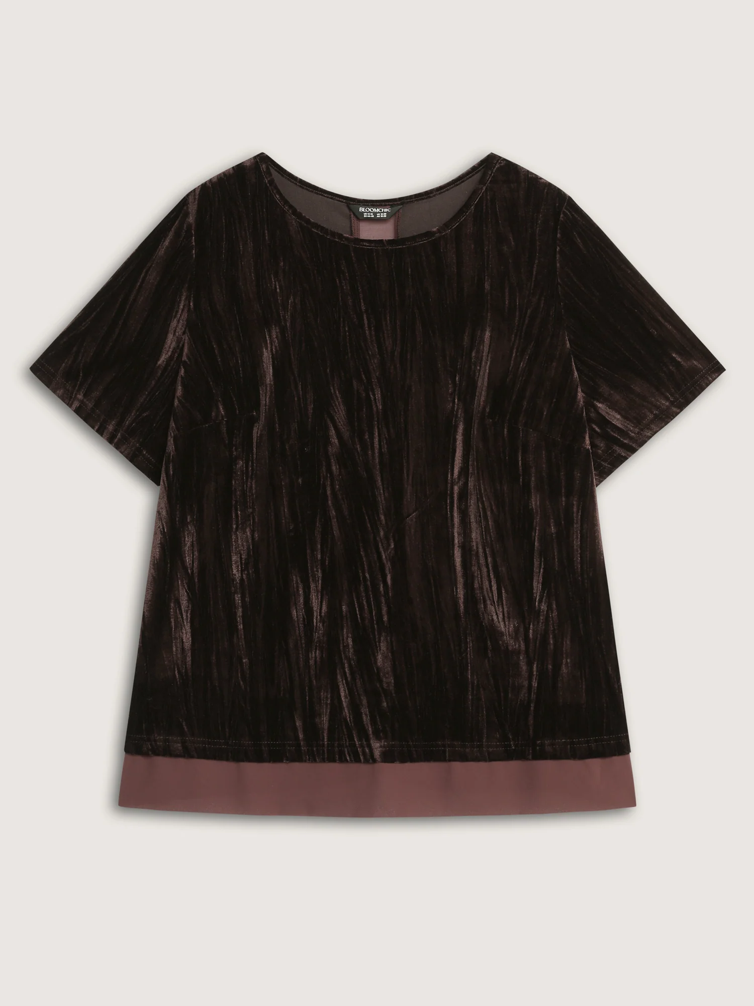 Velvet Contrast Round Neck T-Shirt - Image 6