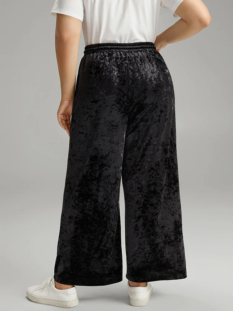 Velvet Contrast Webbing Elastic Waist Sweatpants - Image 2