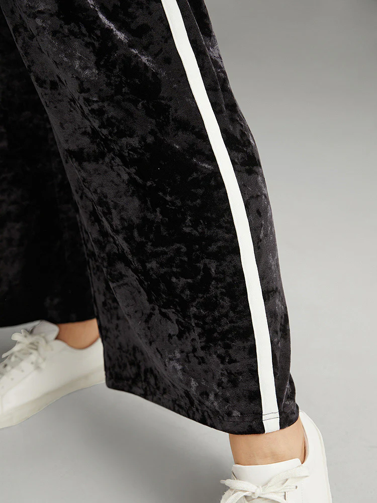 Velvet Contrast Webbing Elastic Waist Sweatpants - Image 6