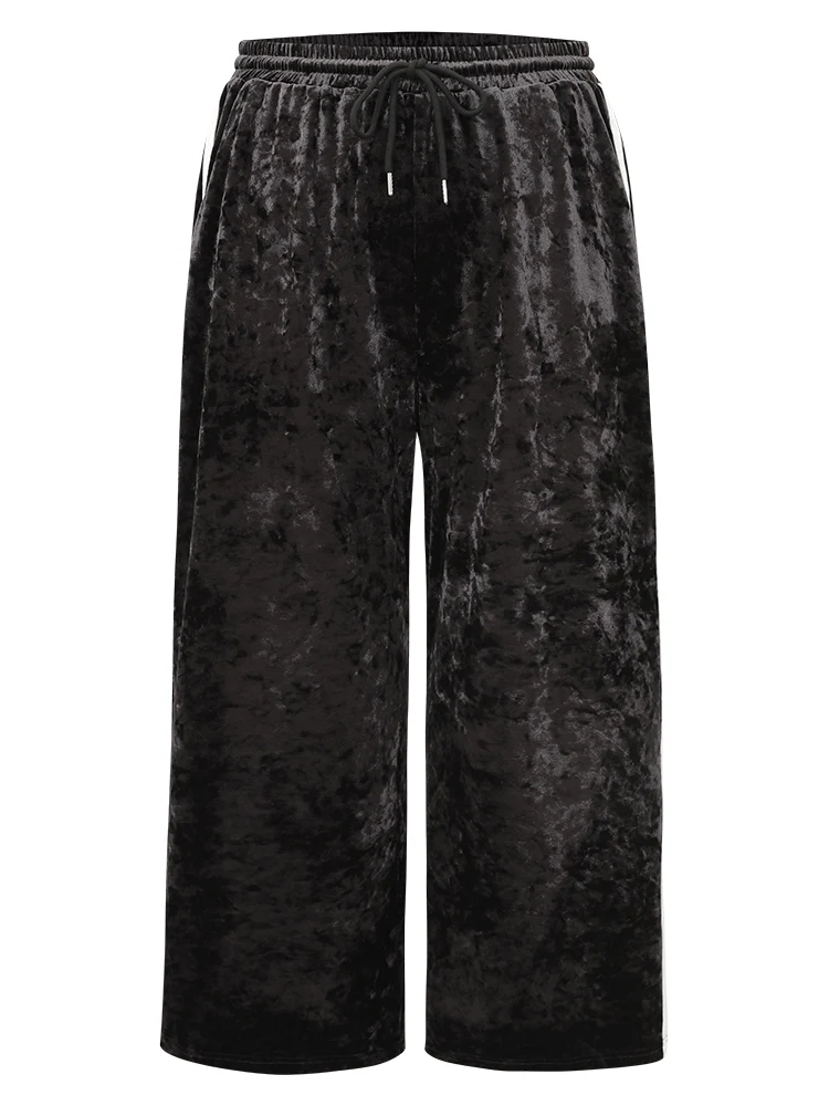 Velvet Contrast Webbing Elastic Waist Sweatpants - Image 7