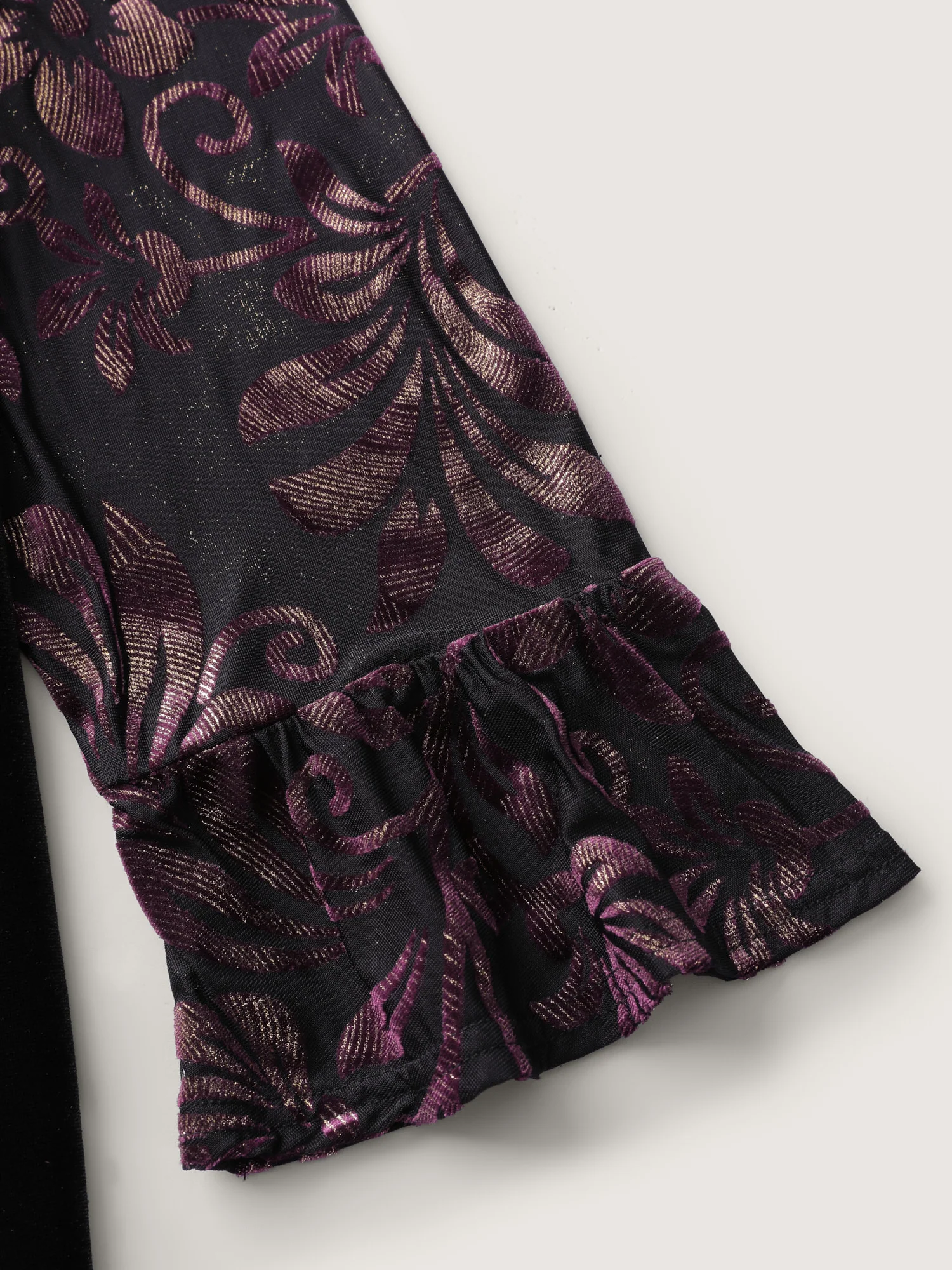 Velvet Cut-Out Neck Spliced Knit Top - Image 6