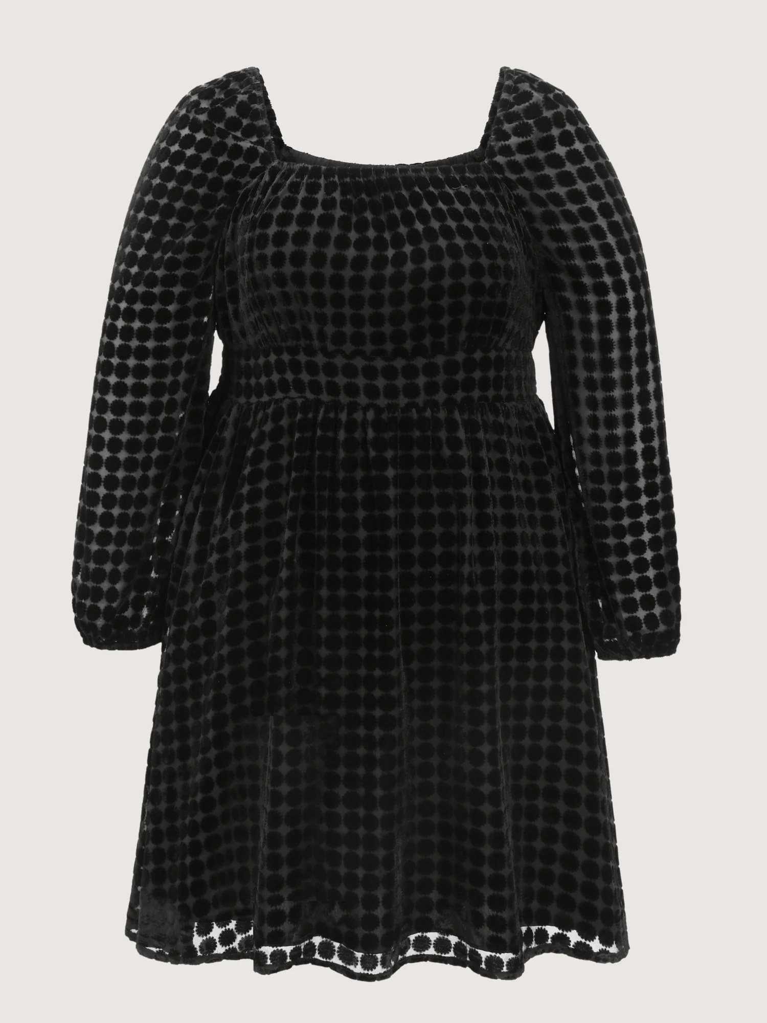 Velvet Dots Shirred Waist Midi Dress - Image 7