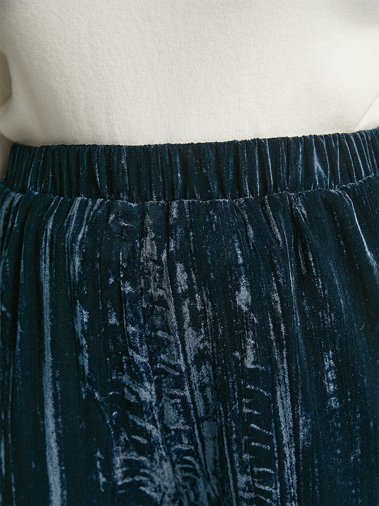 Velvet Elastic Waist Pocket Straight Leg Pants - Image 6