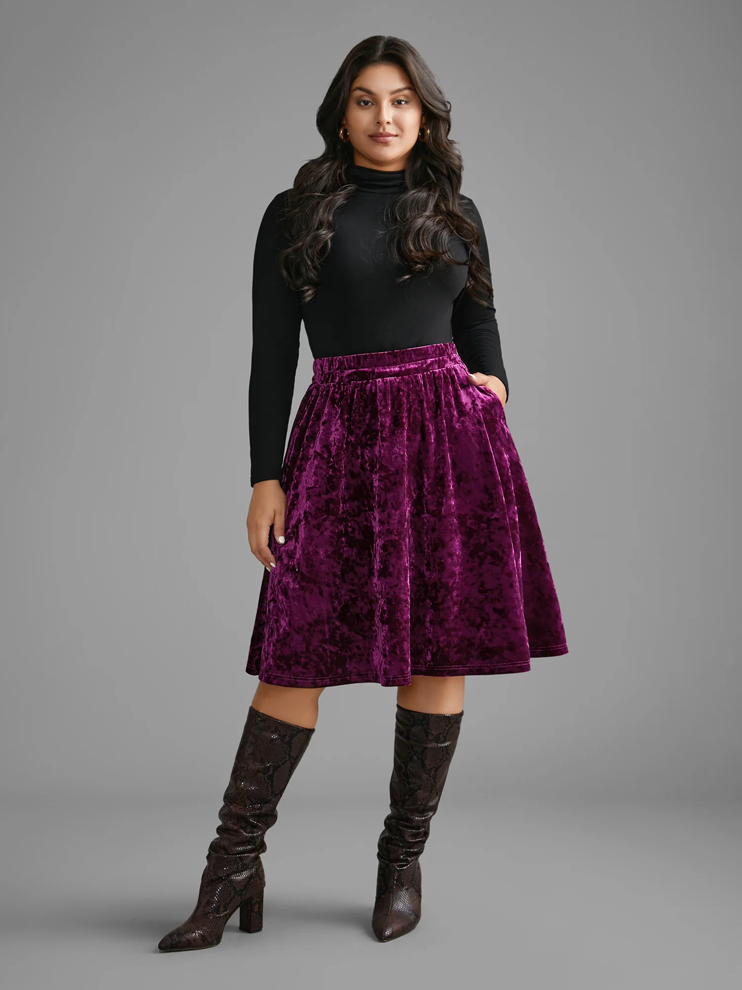 Velvet Elastic Waist Skirt - Image 2