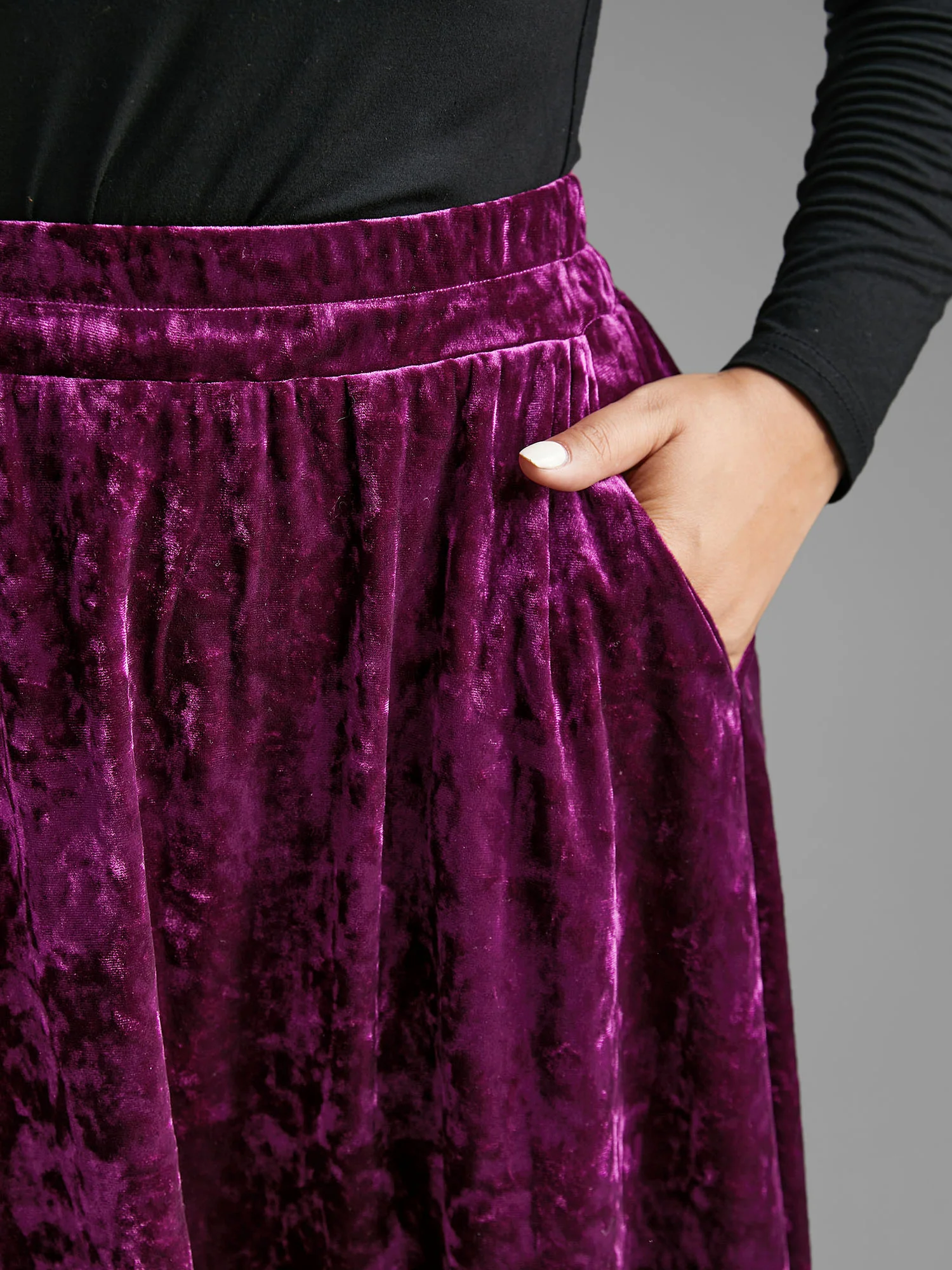 Velvet Elastic Waist Skirt - Image 3