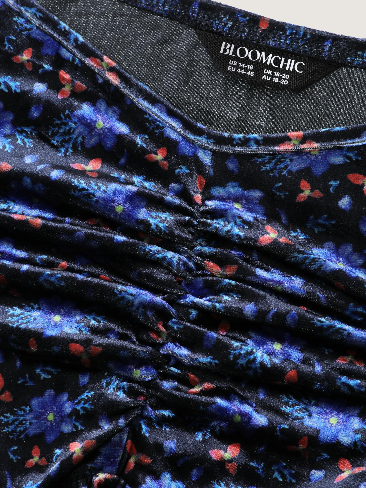 Velvet Floral Gathered Bodice Midi Dress - Image 6