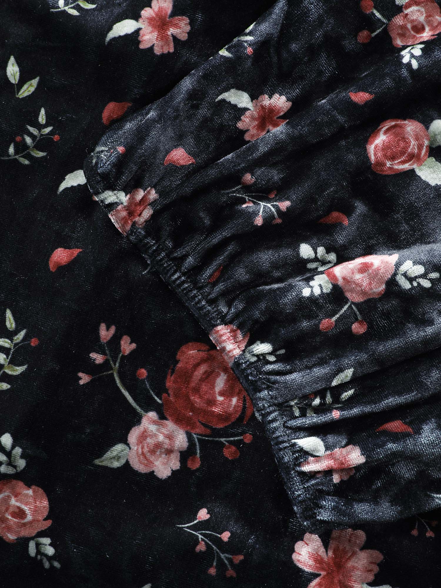 Velvet Floral Lace Ruched Midi Dress - Image 6