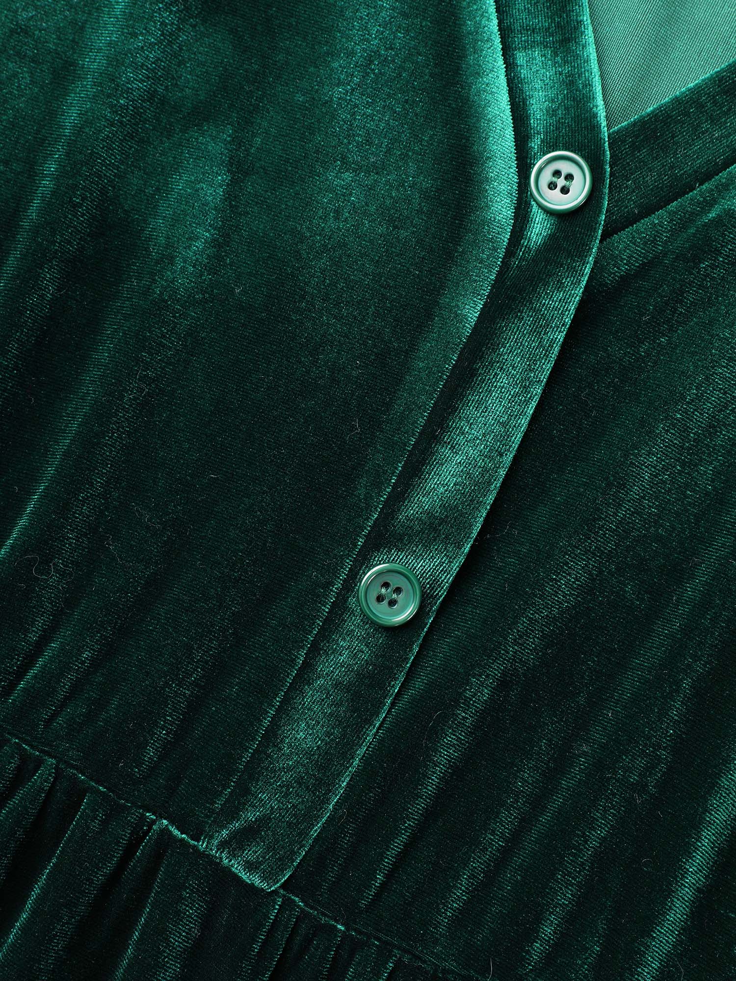 Velvet Front Button Pleated Midi Dress - Image 5