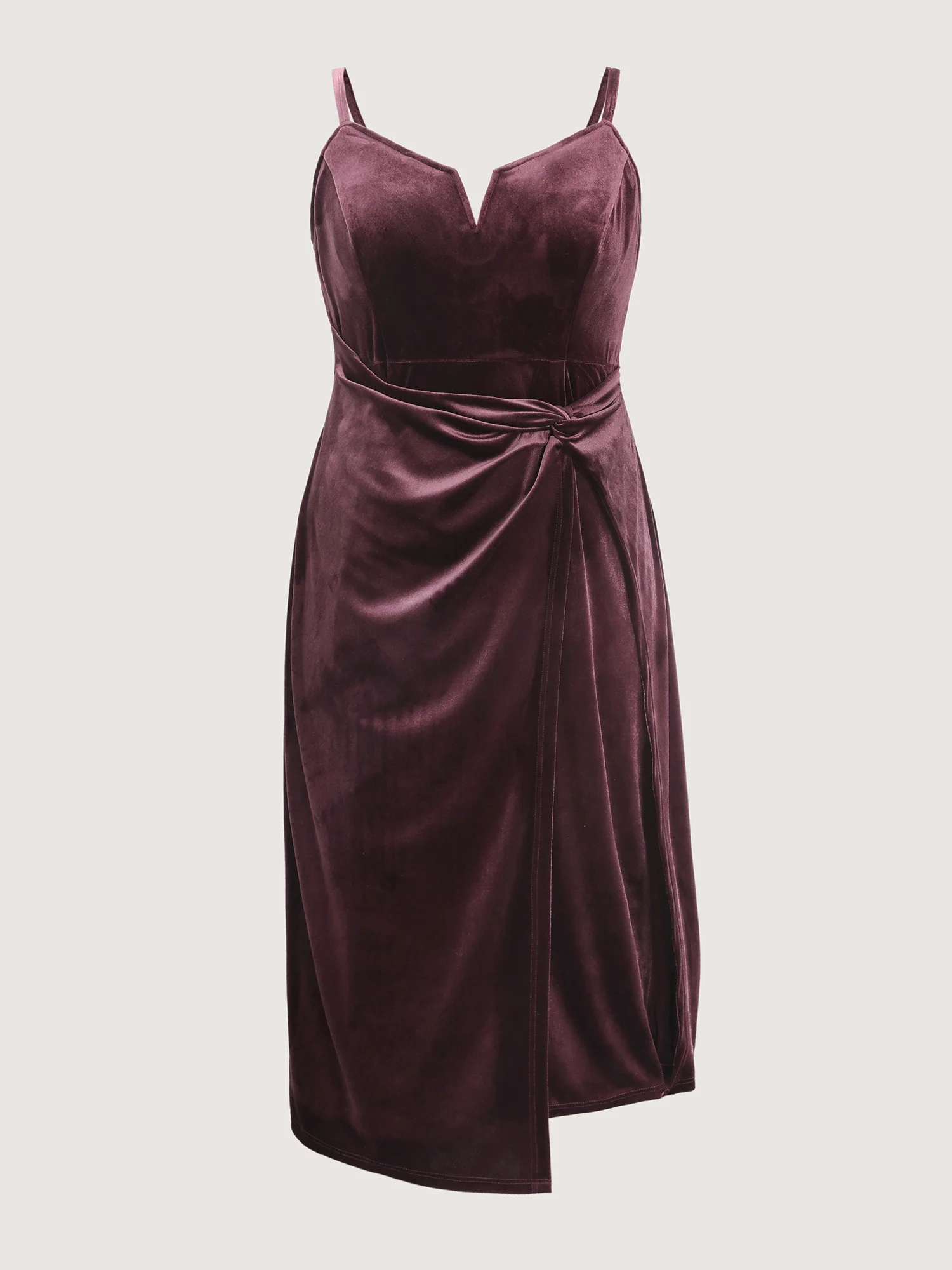 Velvet Gathered Waist Stretchy Midi Dress - Image 7