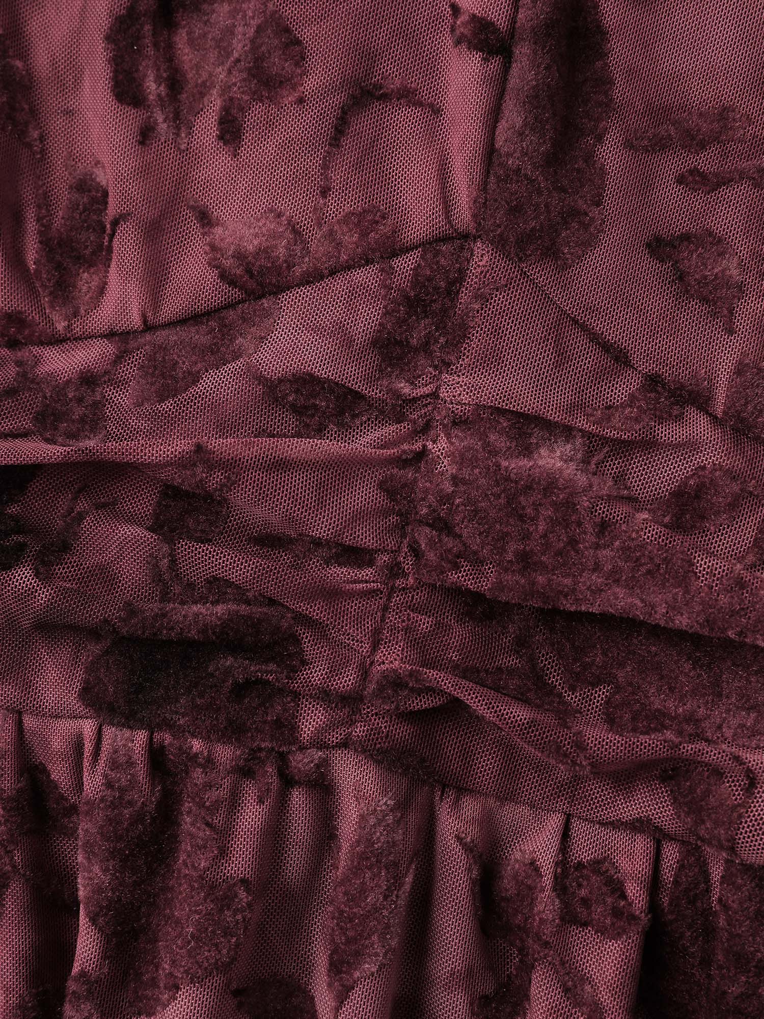 Velvet Jacquard Pleated Waist Sheer Midi Dress - Image 5