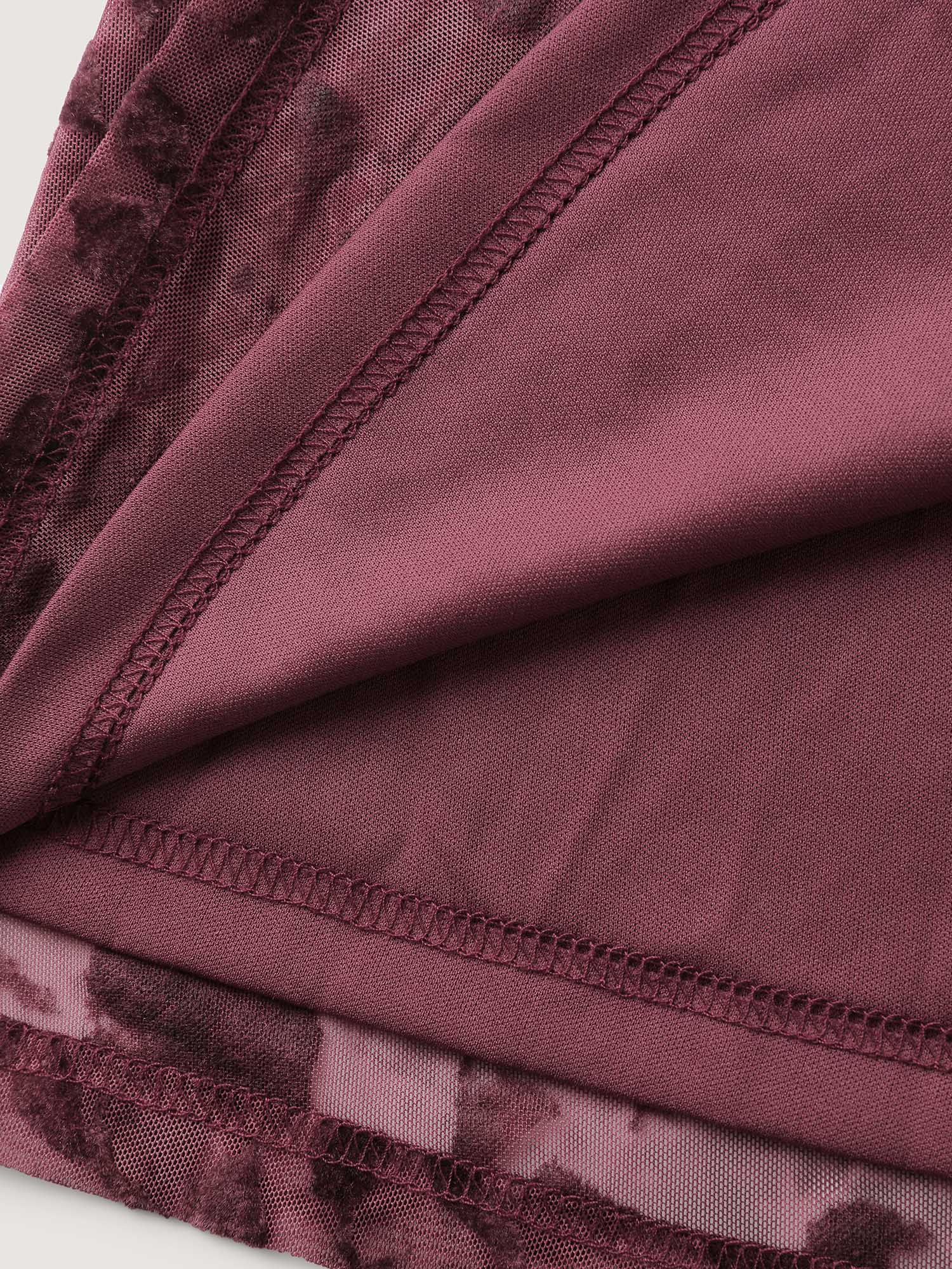 Velvet Jacquard Pleated Waist Sheer Midi Dress - Image 6