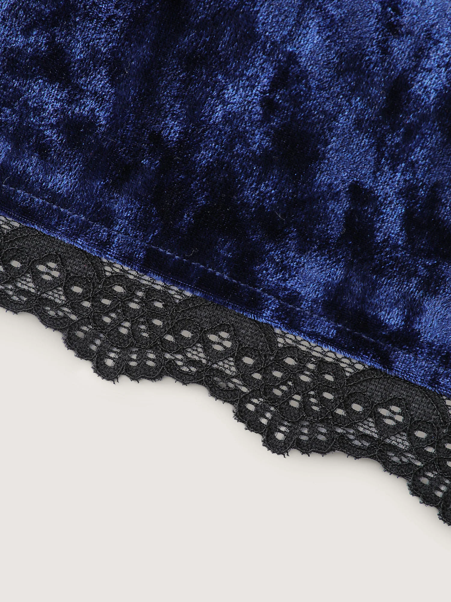 Velvet Lace Trim Adjustable Nightgown - Image 6