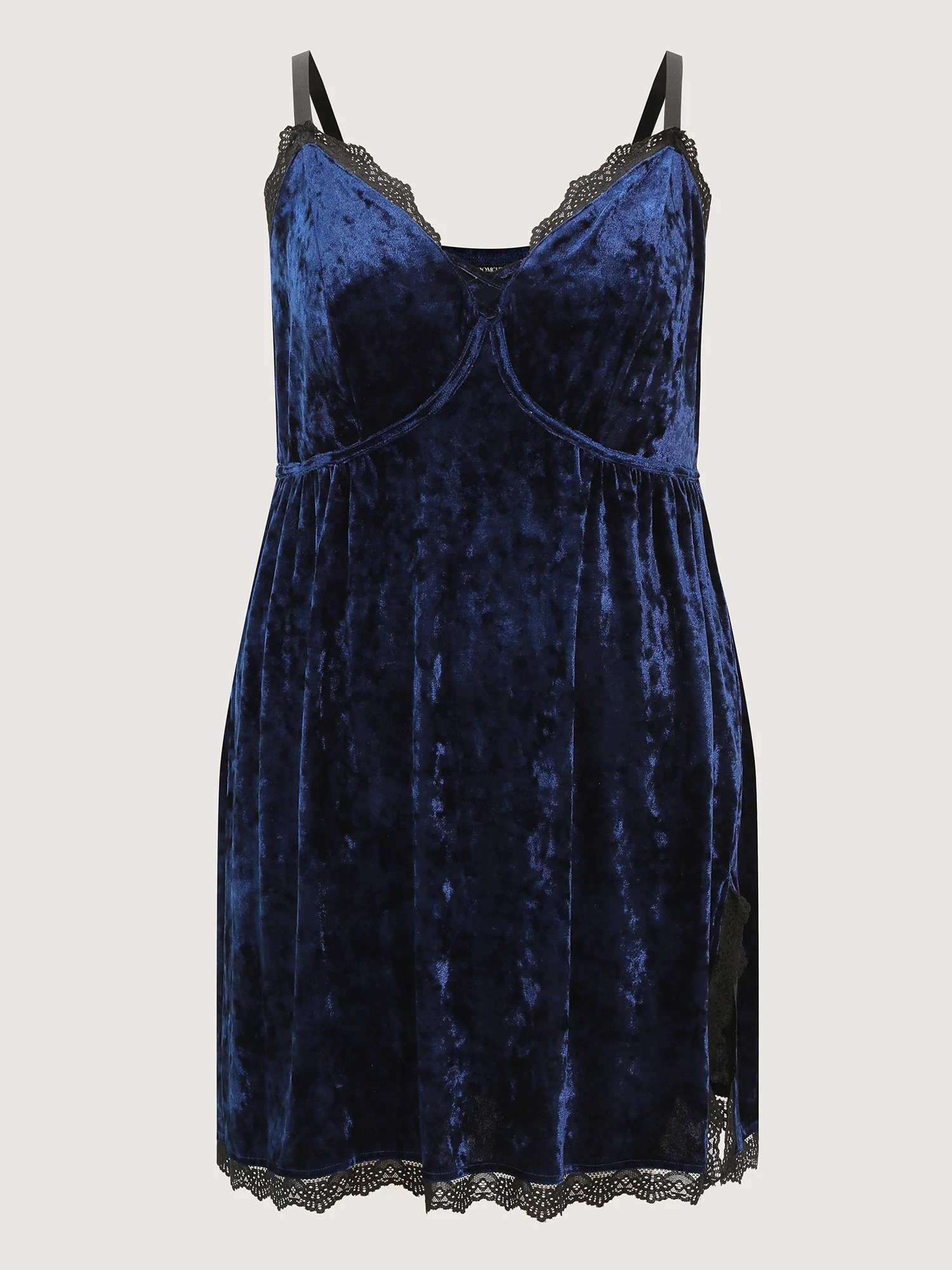 Velvet Lace Trim Adjustable Nightgown - Image 8