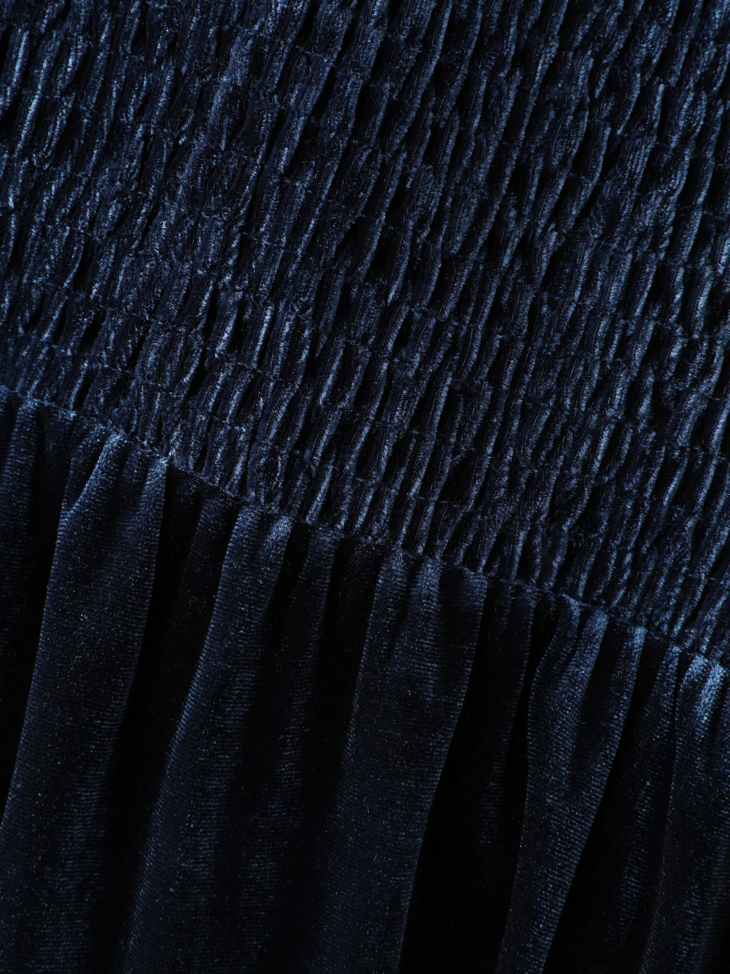 Velvet Lace Trim Stitch Shirred Midi Dress - Image 6
