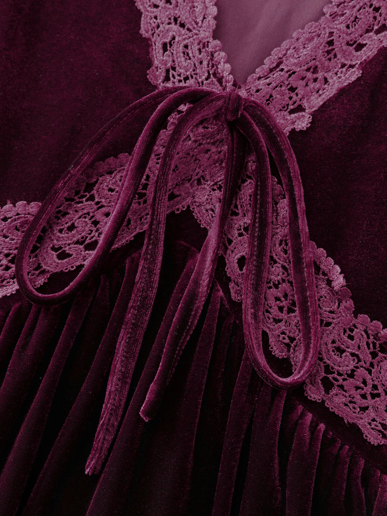 Velvet Lace Trim Stretchy Waist Midi Dress - Image 6