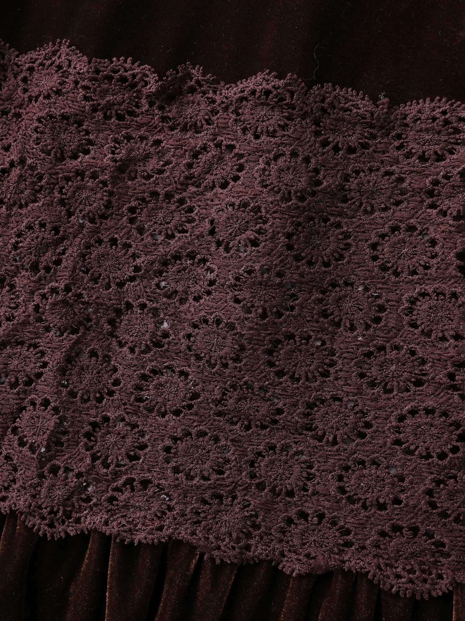 Velvet Lace Trim Waist-Tie Maxi Dress - Image 6