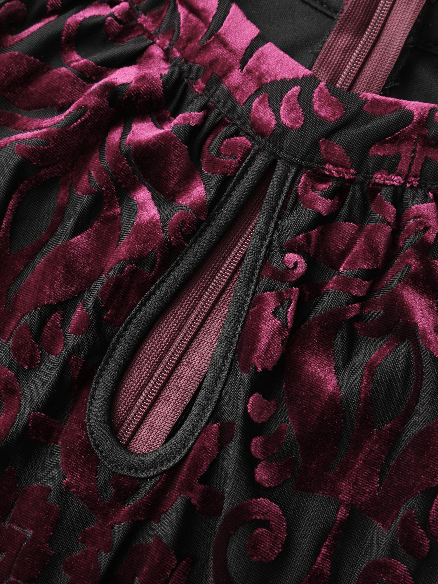 Velvet Laser Cut Lined Wide-Leg Jumpsuit - Image 5
