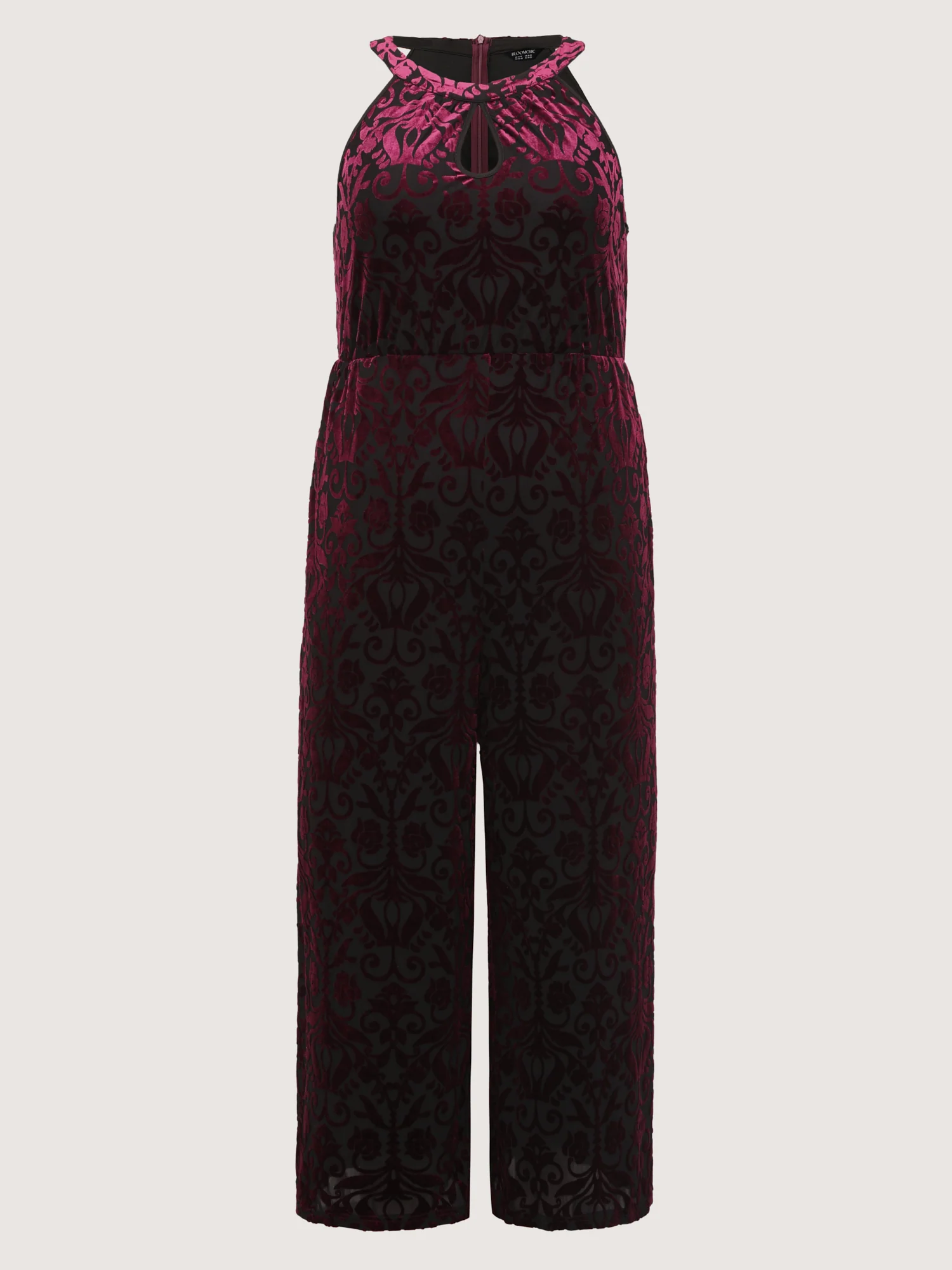 Velvet Laser Cut Lined Wide-Leg Jumpsuit - Image 7