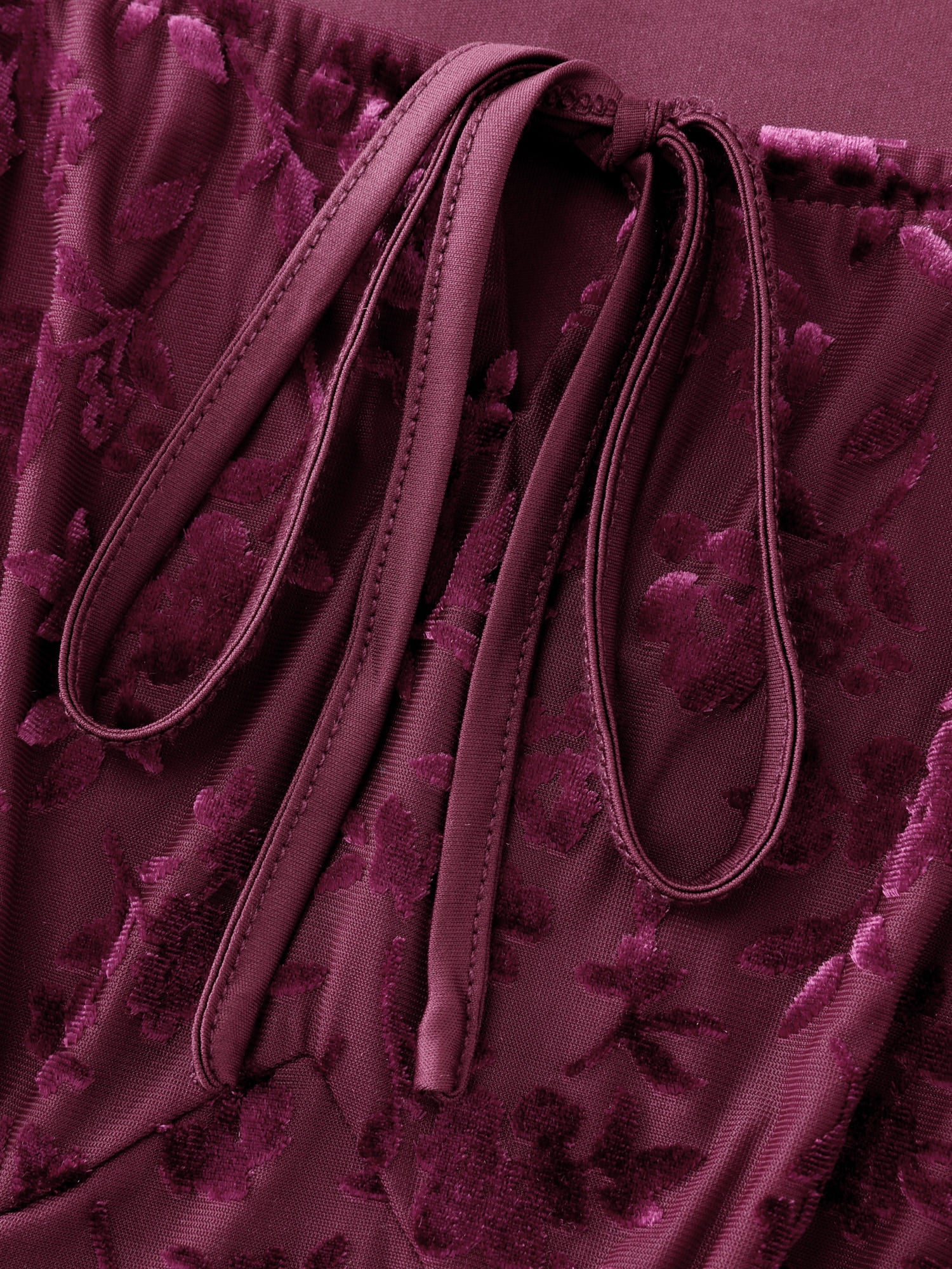 Velvet Laser Cut Pattern Drawstring Midi Dress - Image 5