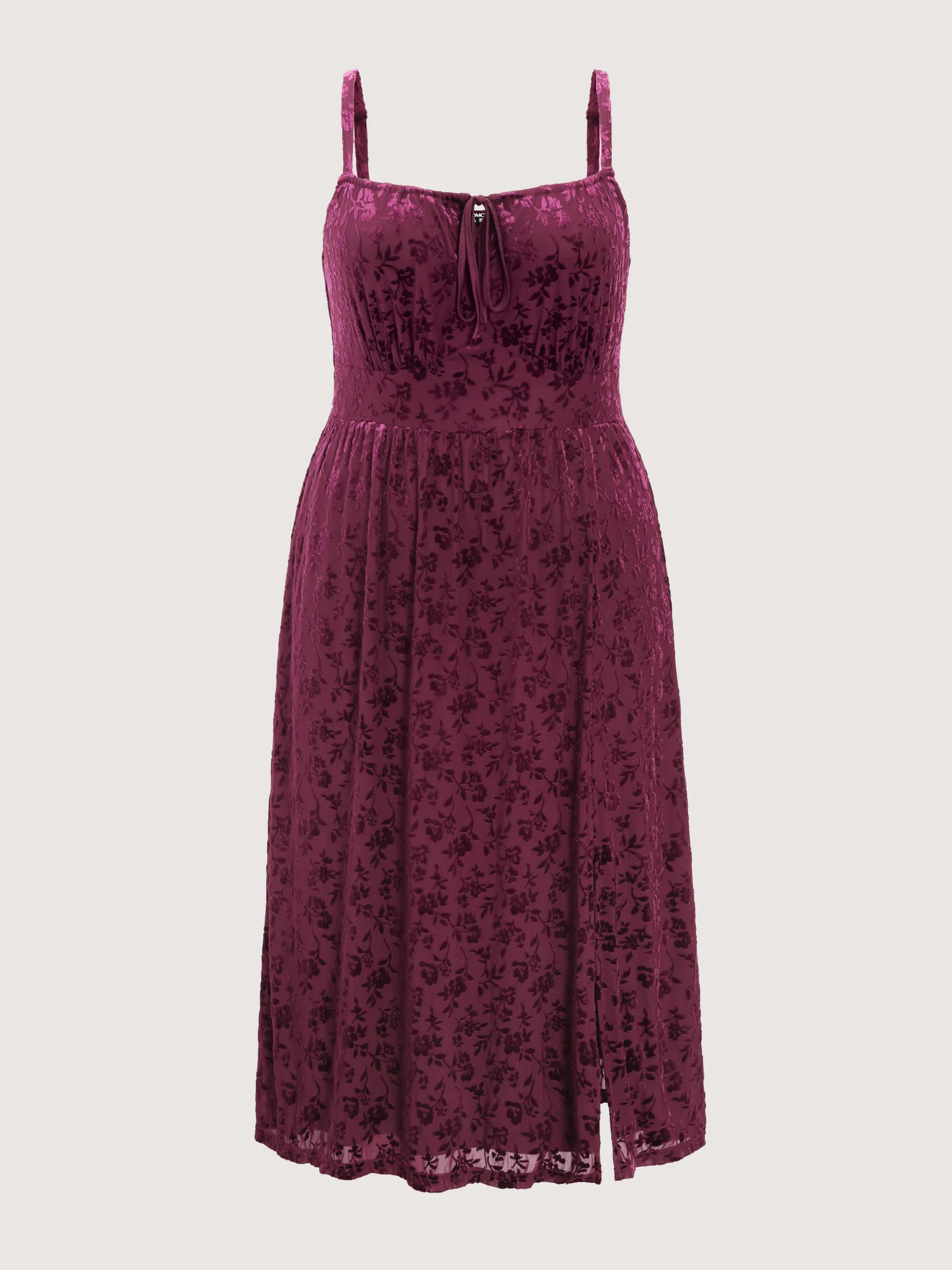 Velvet Laser Cut Pattern Drawstring Midi Dress - Image 7
