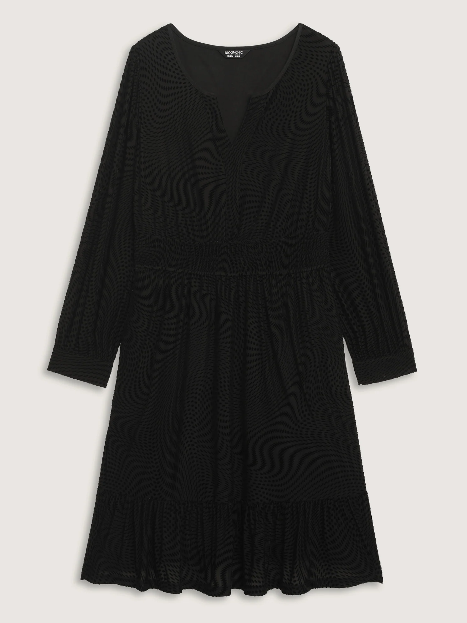 Velvet Laser Cut Ruffled Hem Midi Dress - Image 7