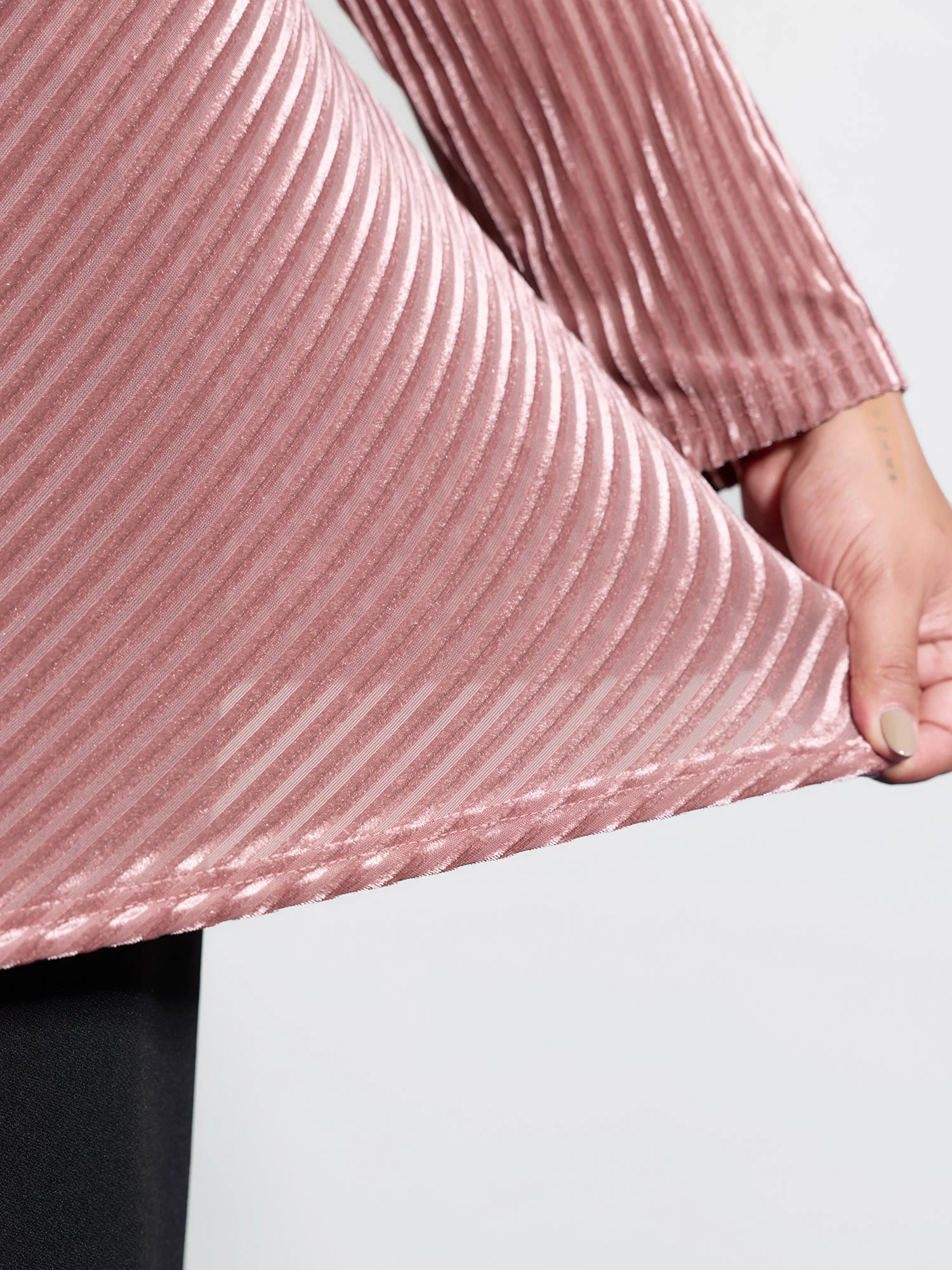 Velvet Laser Cut Stripe Sheer T-Shirt - Image 3