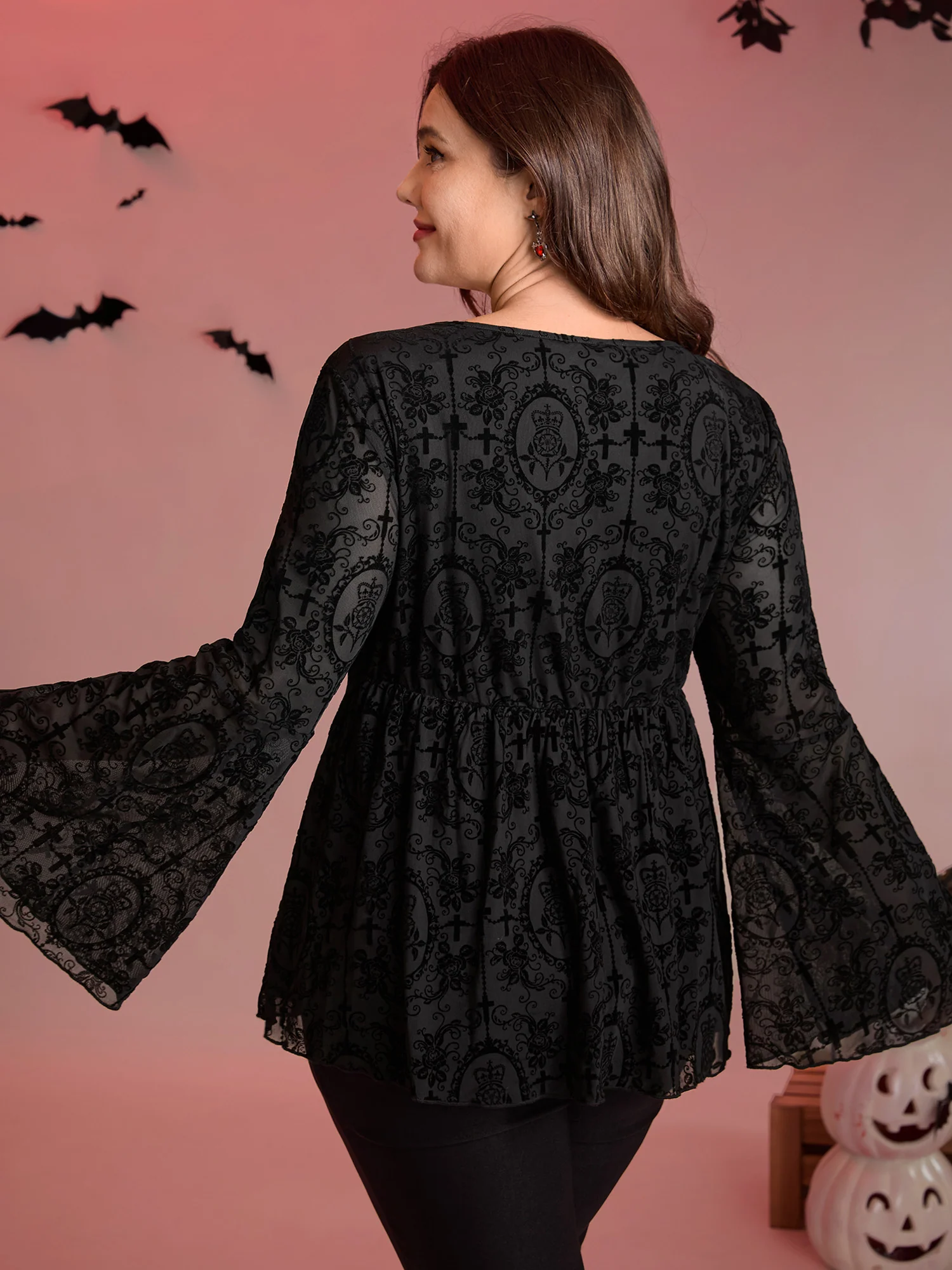 Velvet Mesh Cross-Ties Flared Top - Image 4