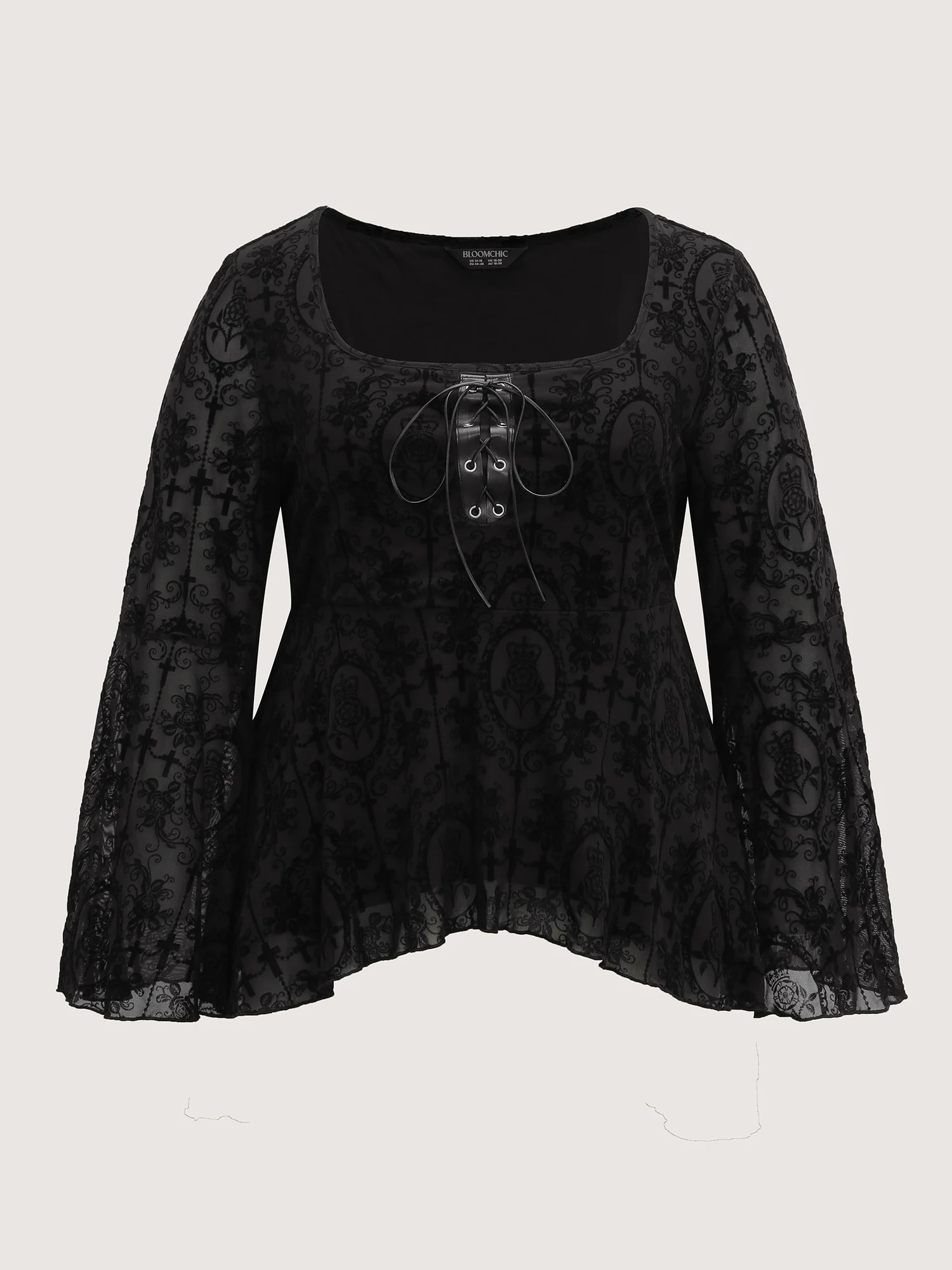 Velvet Mesh Cross-Ties Flared Top - Image 7