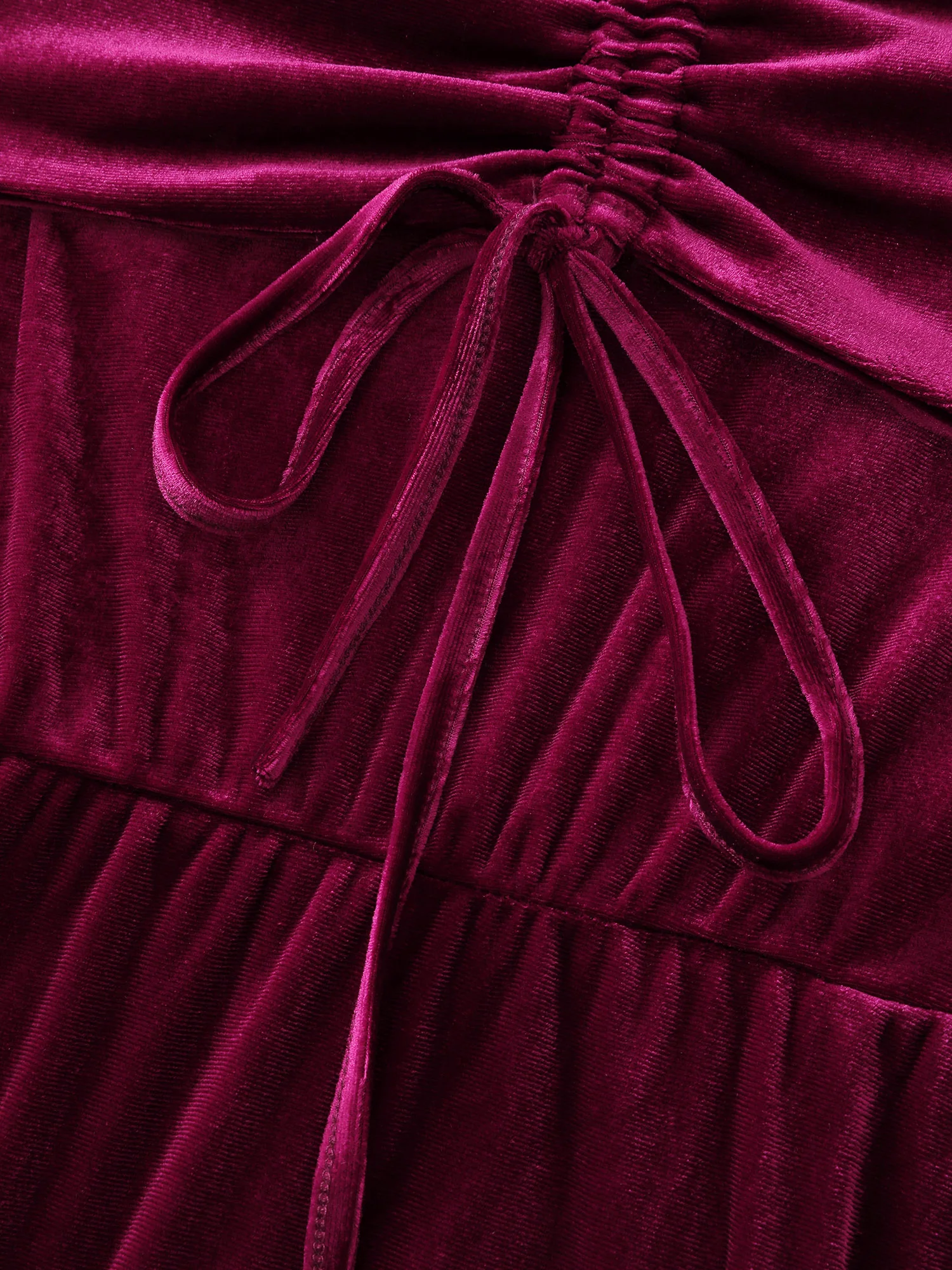 Velvet Off-Shoulder Bow Pockets Midi Dress - Image 5
