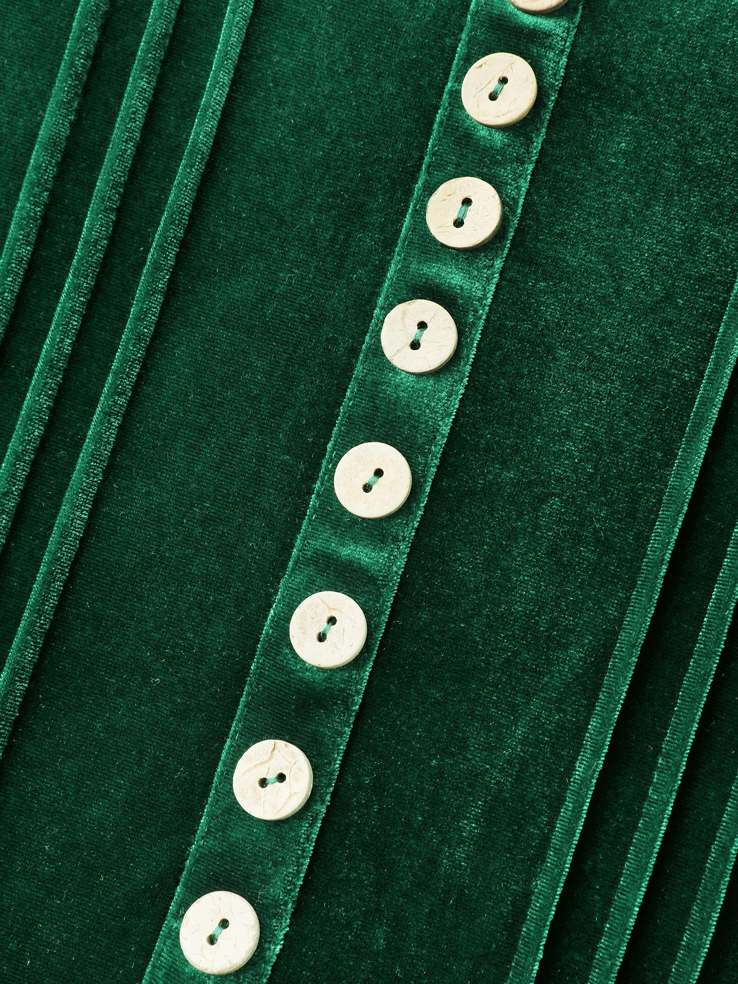 Velvet Pleated Button Neckline Blouse - Image 5