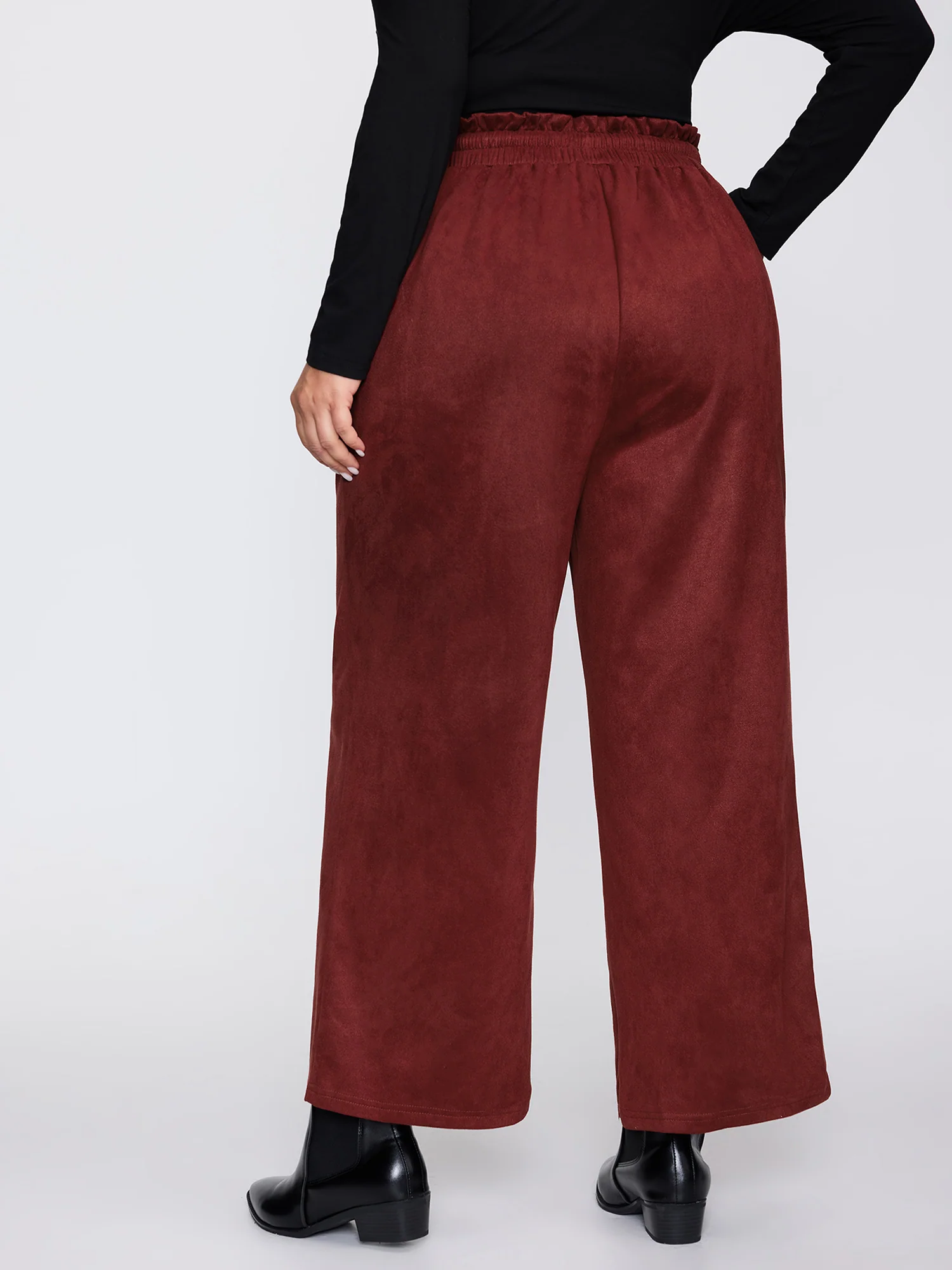 Velvet Pockets Drawstring Waist Pants - Image 5