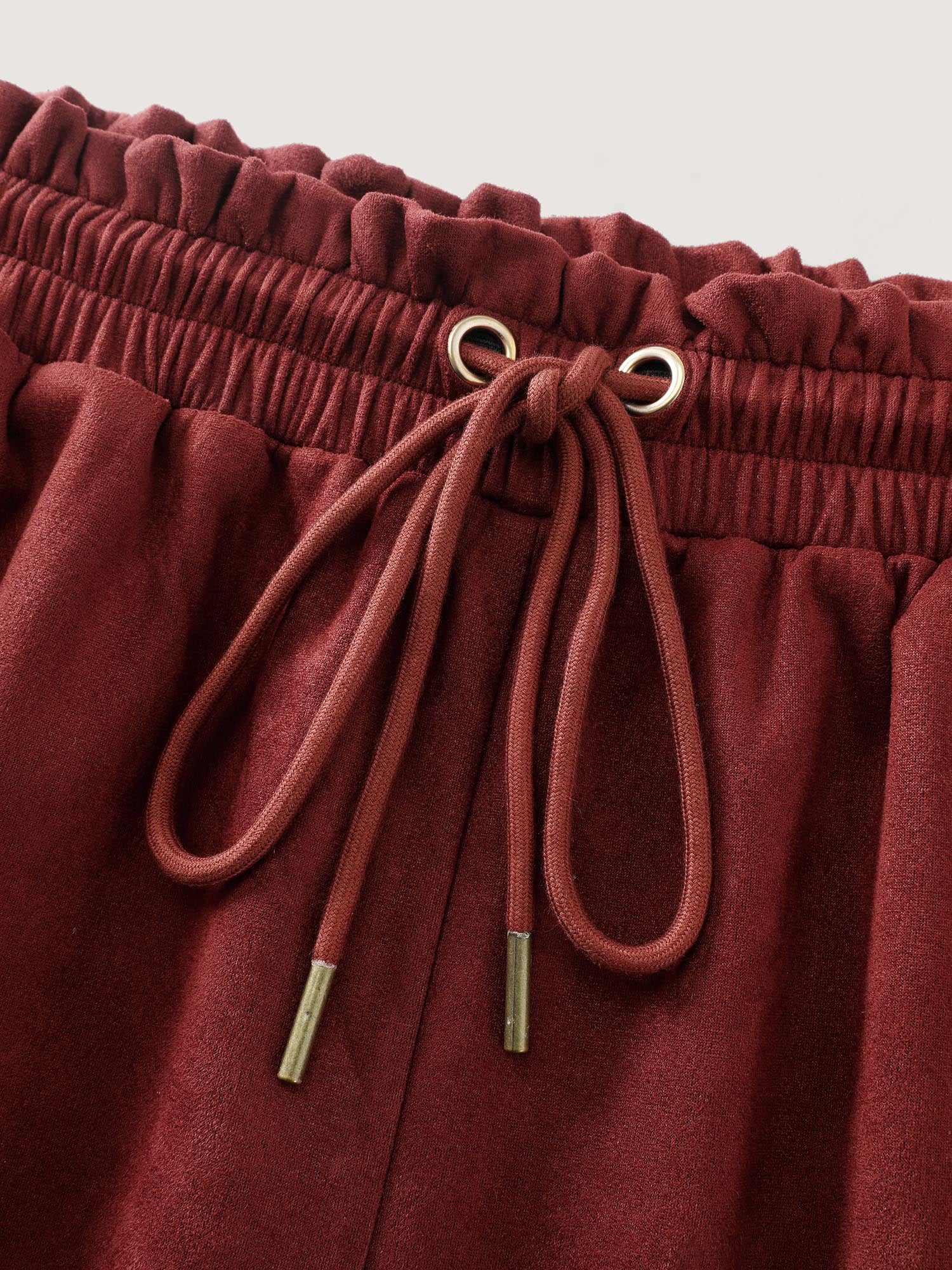 Velvet Pockets Drawstring Waist Pants - Image 6