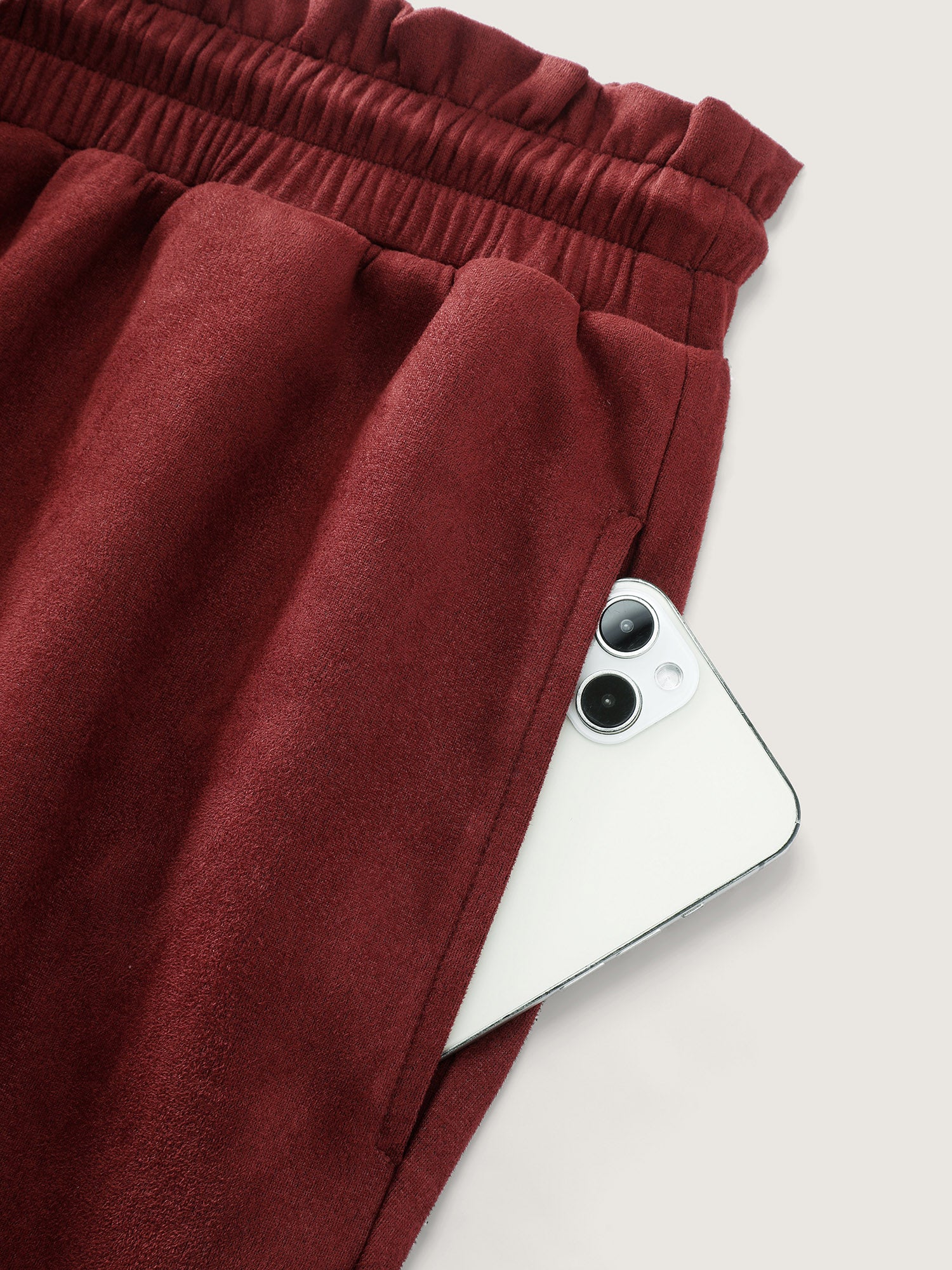 Velvet Pockets Drawstring Waist Pants - Image 7