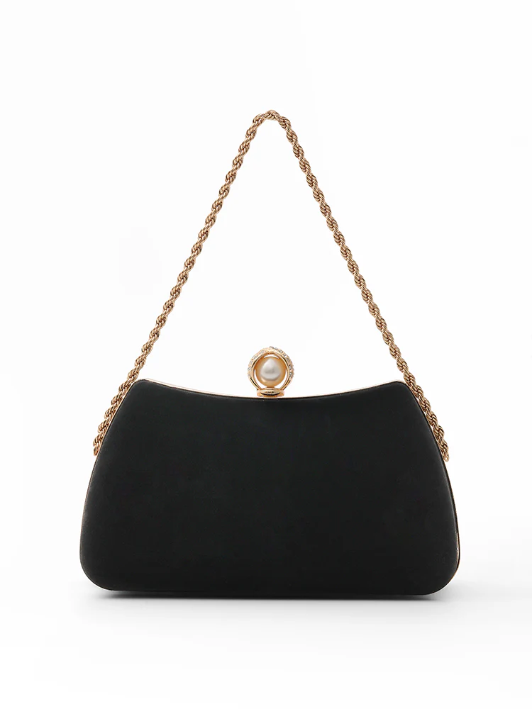 Velvet Rhinestone Detail Glamour Evening Bag - Image 2