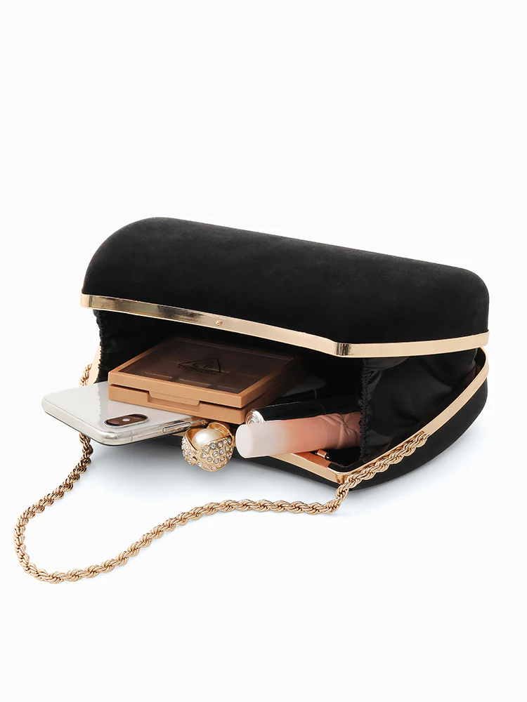 Velvet Rhinestone Detail Glamour Evening Bag - Image 3