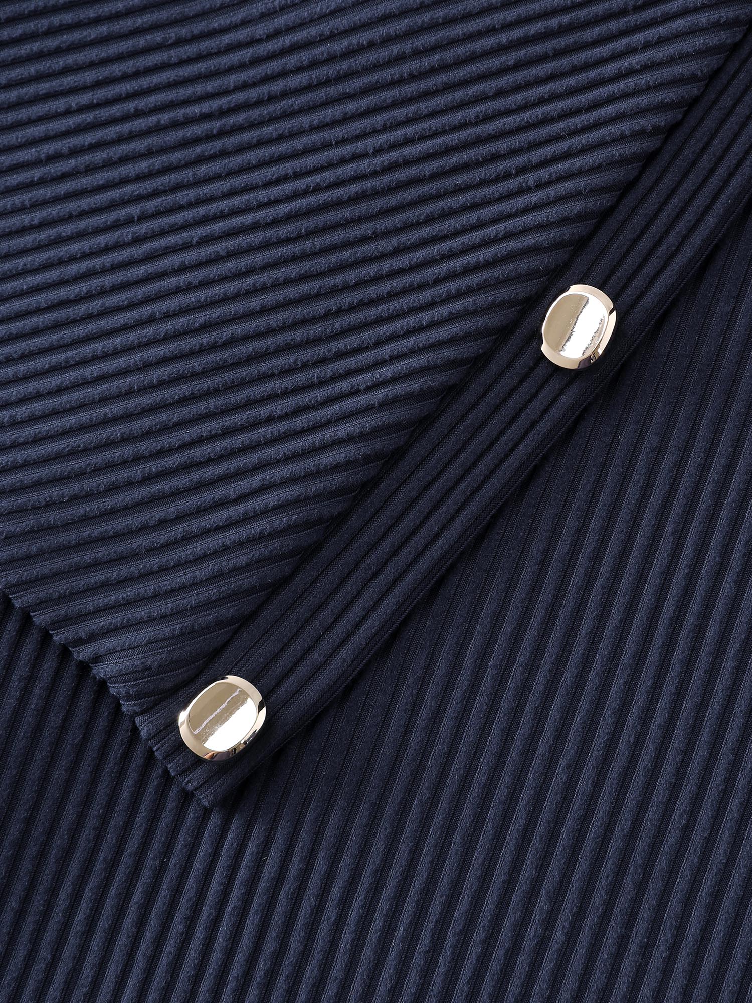 Velvet Ribbed Folded Neckline Button Knit Top - Image 7